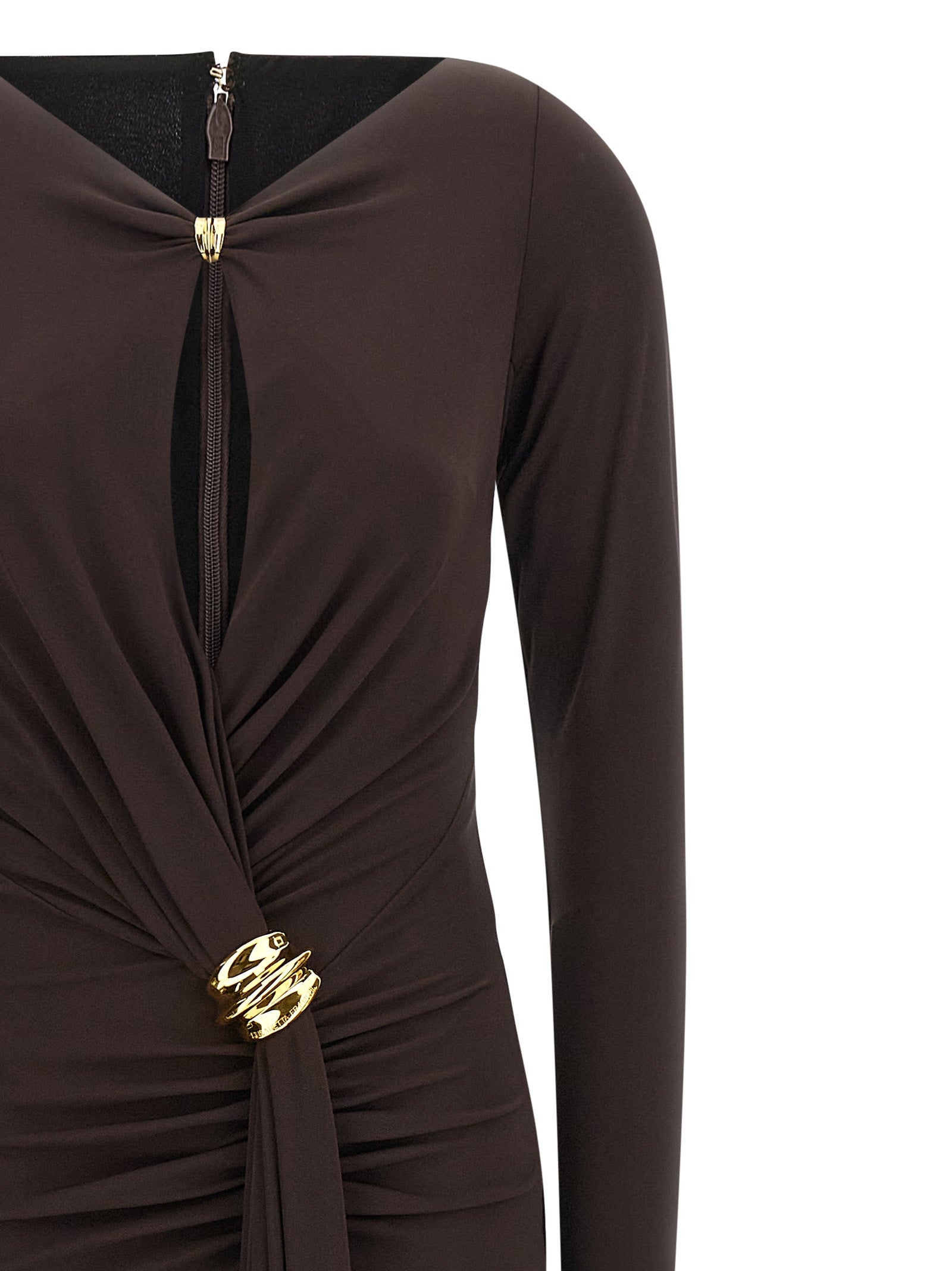 Elisabetta Franchi Brown Viscose Long Women's Dress