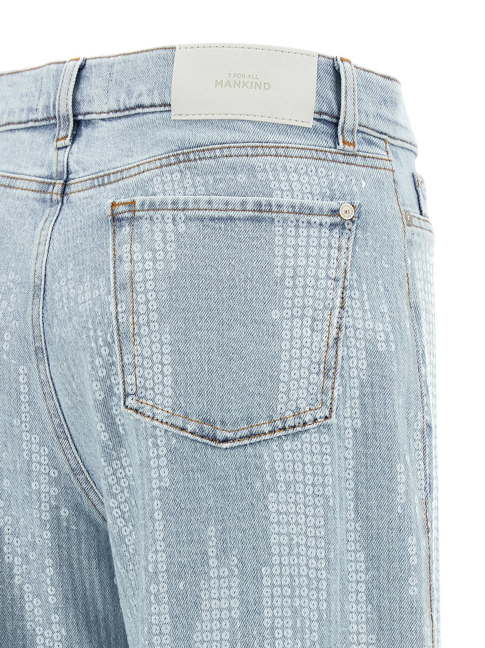 7 For All Mankind Blue Cotton Flared Women's Jeans