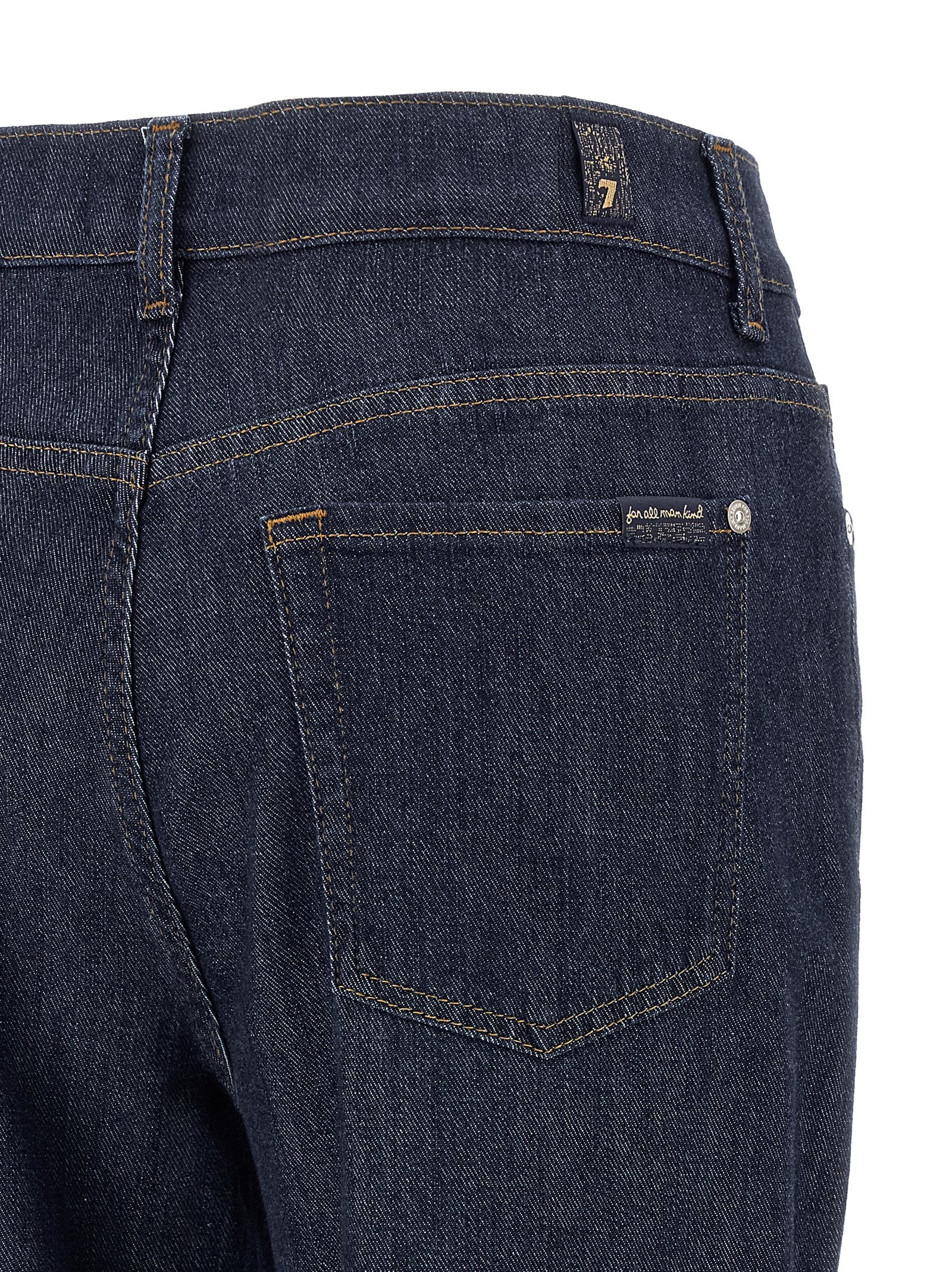 7 For All Mankind Blue Cotton Flared Women's Jeans
