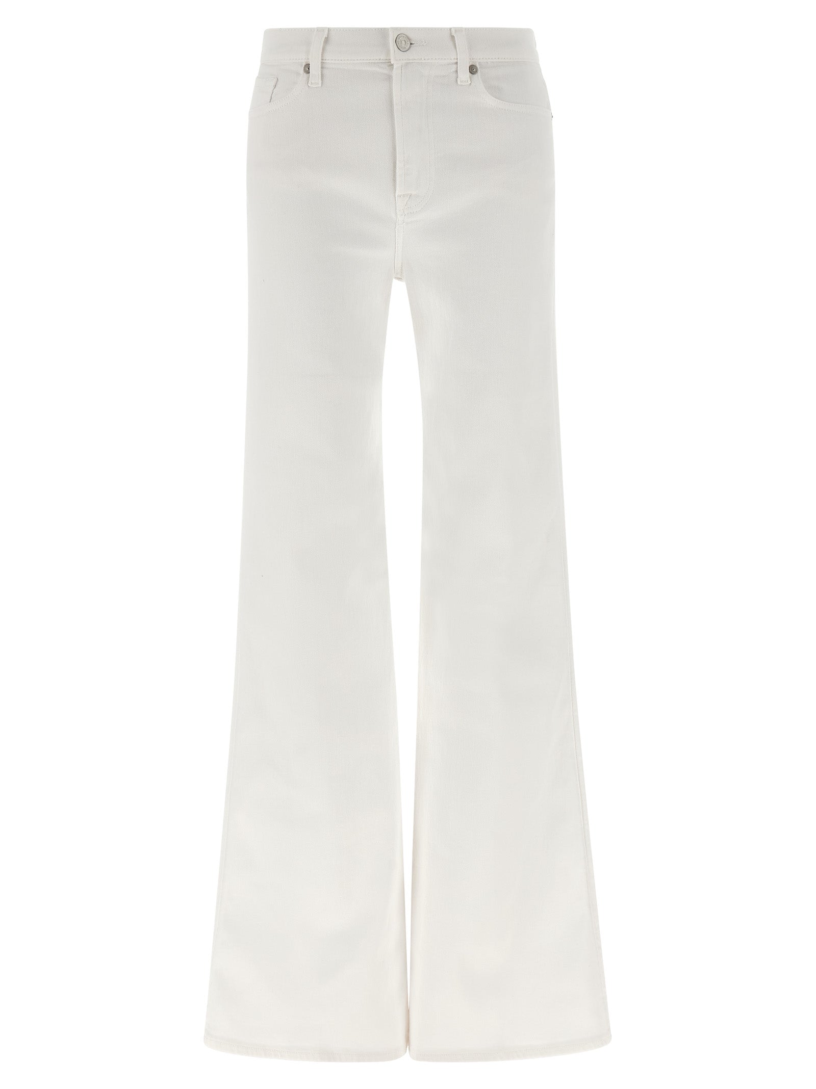 7 For All Mankind White Cotton Flared Women's Jeans
