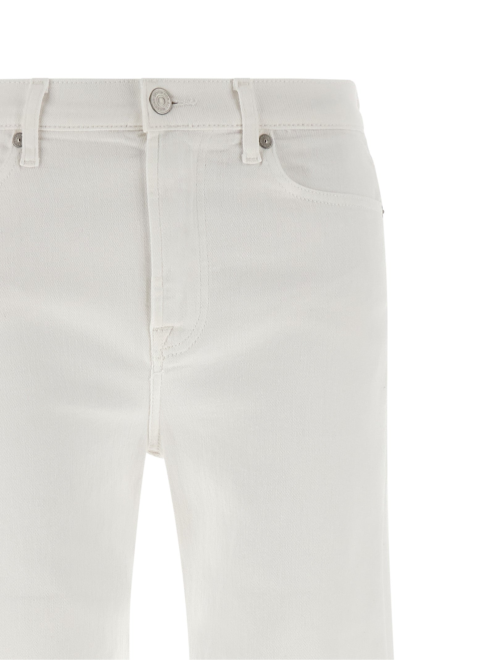 7 For All Mankind White Cotton Flared Women's Jeans