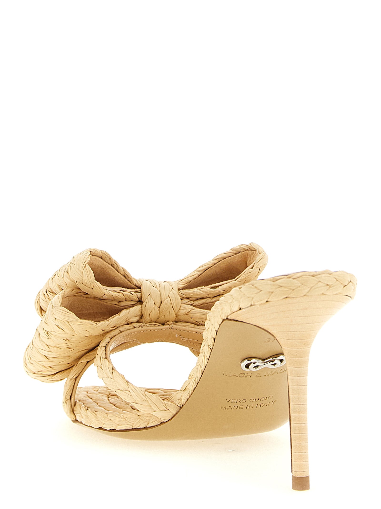 MACH & MACH Beige Raffia Stiletto Heel Women's Sandals