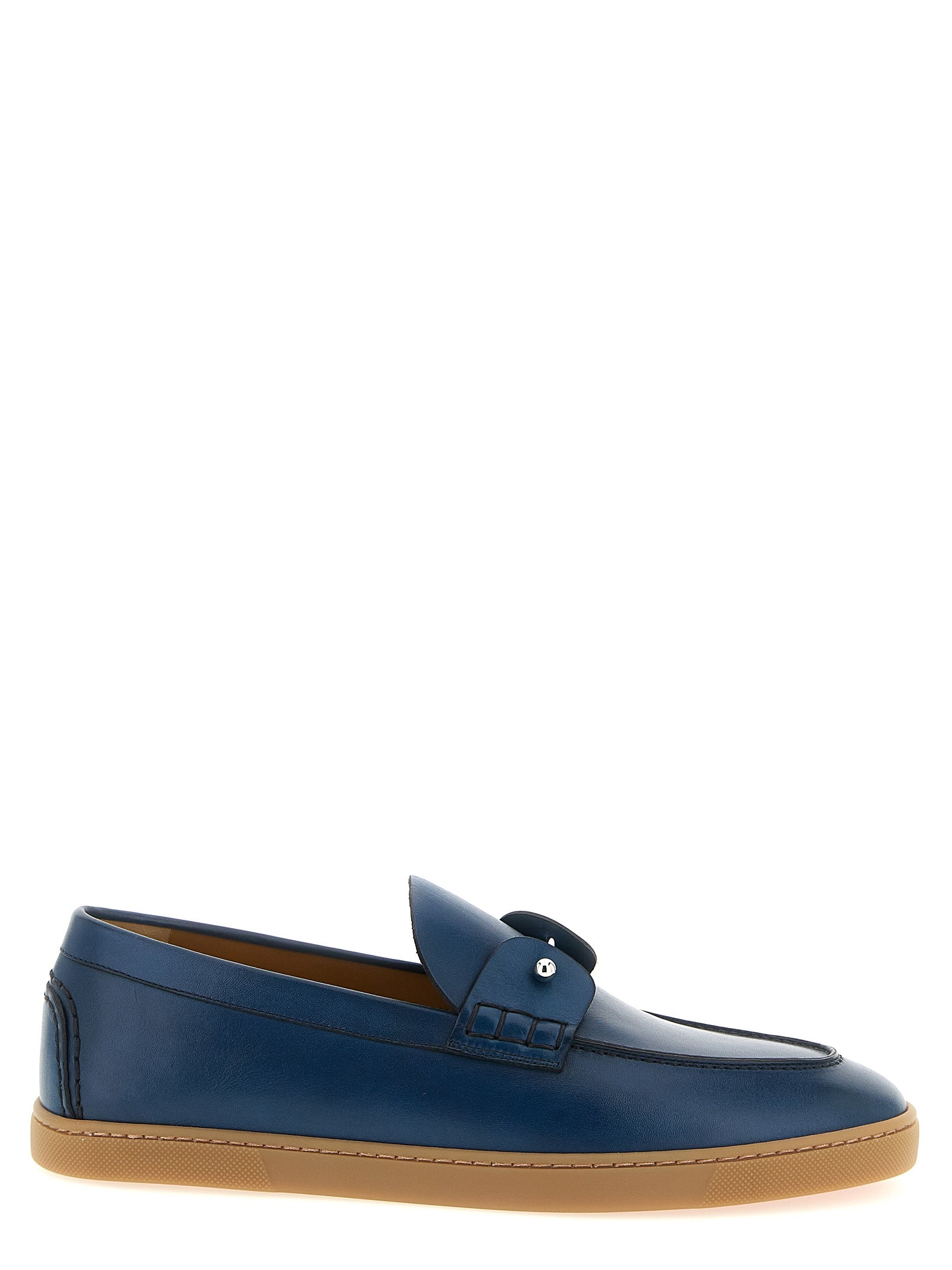 Christian Louboutin Blue Calfskin Slip-On Men's Loafers