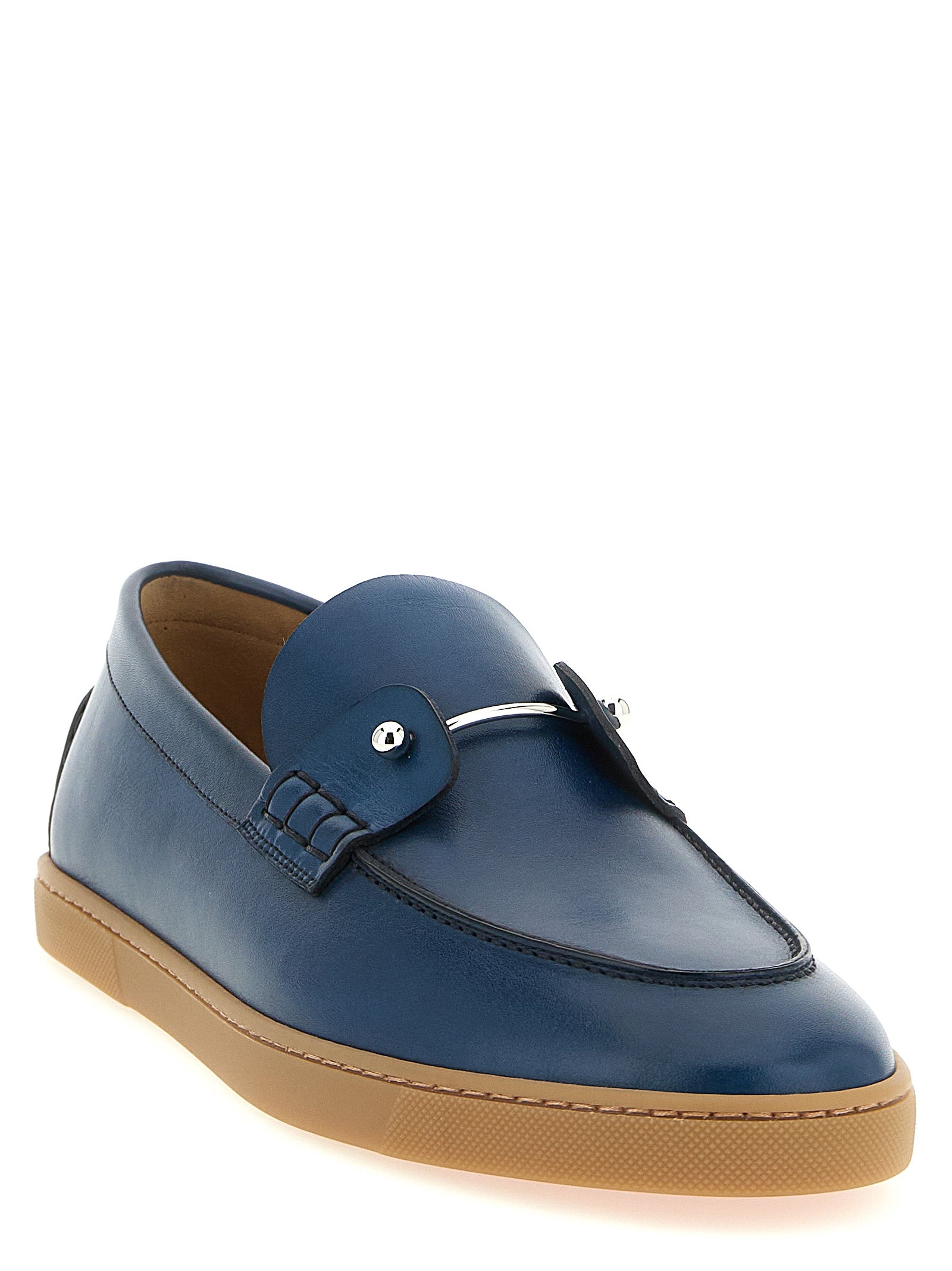 Christian Louboutin Blue Calfskin Slip-On Men's Loafers