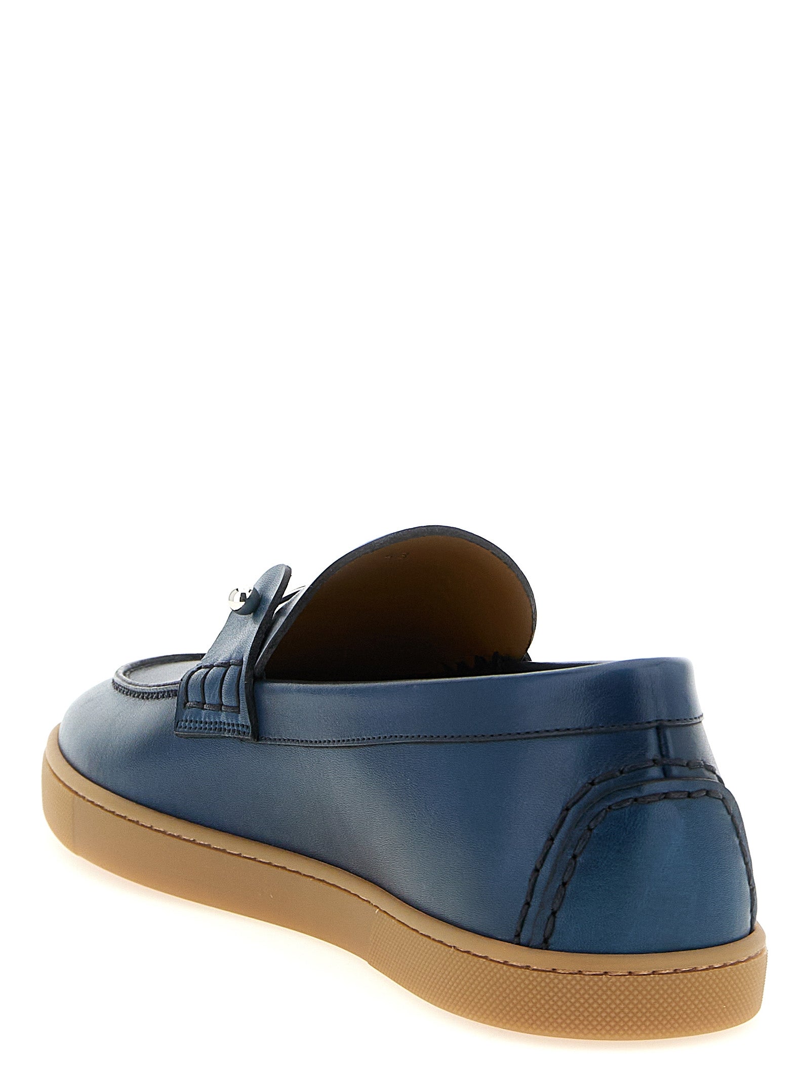 Christian Louboutin Blue Calfskin Slip-On Men's Loafers