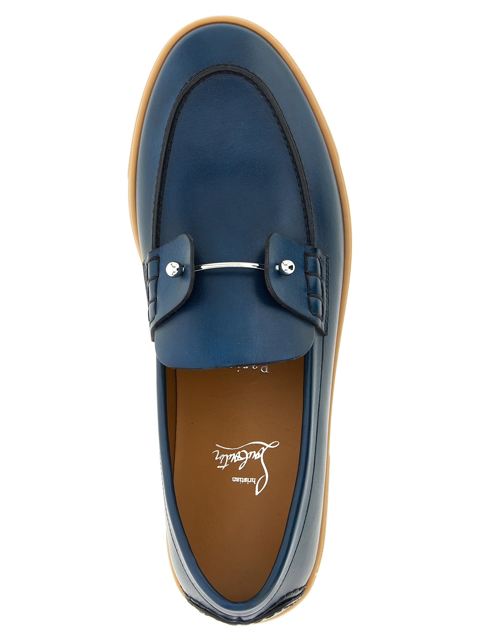 Christian Louboutin Blue Calfskin Slip-On Men's Loafers