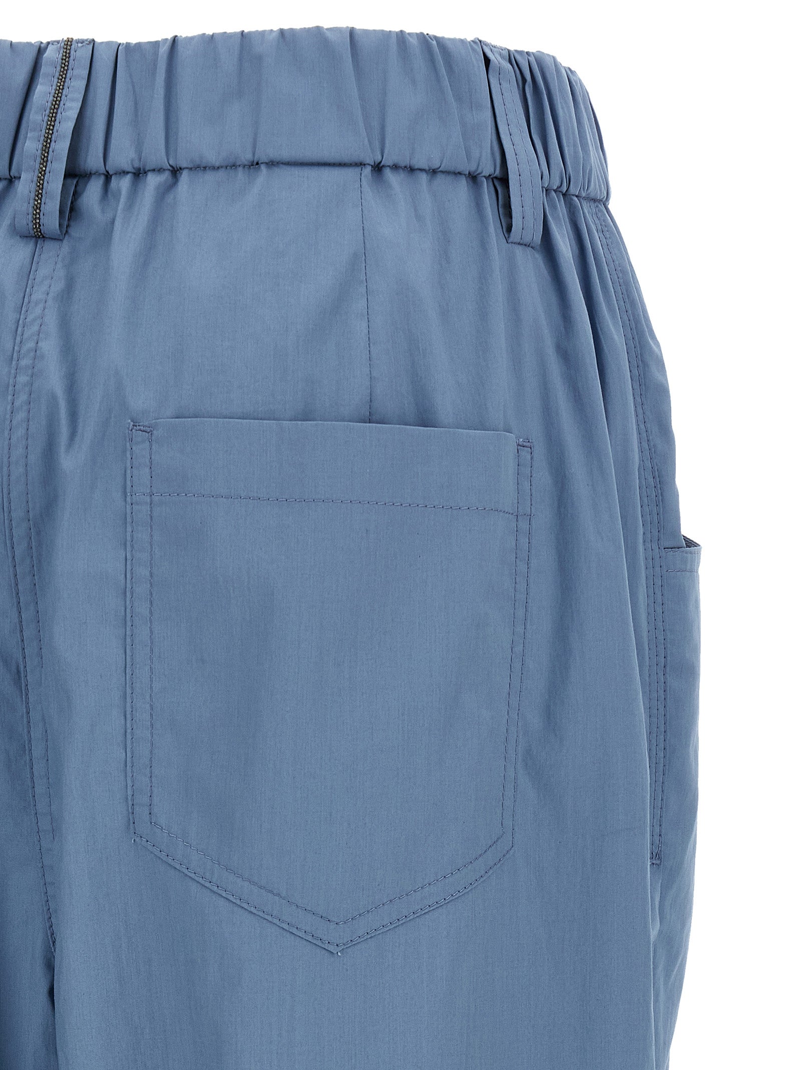Brunello Cucinelli Blue Cotton Casual Women's Pants