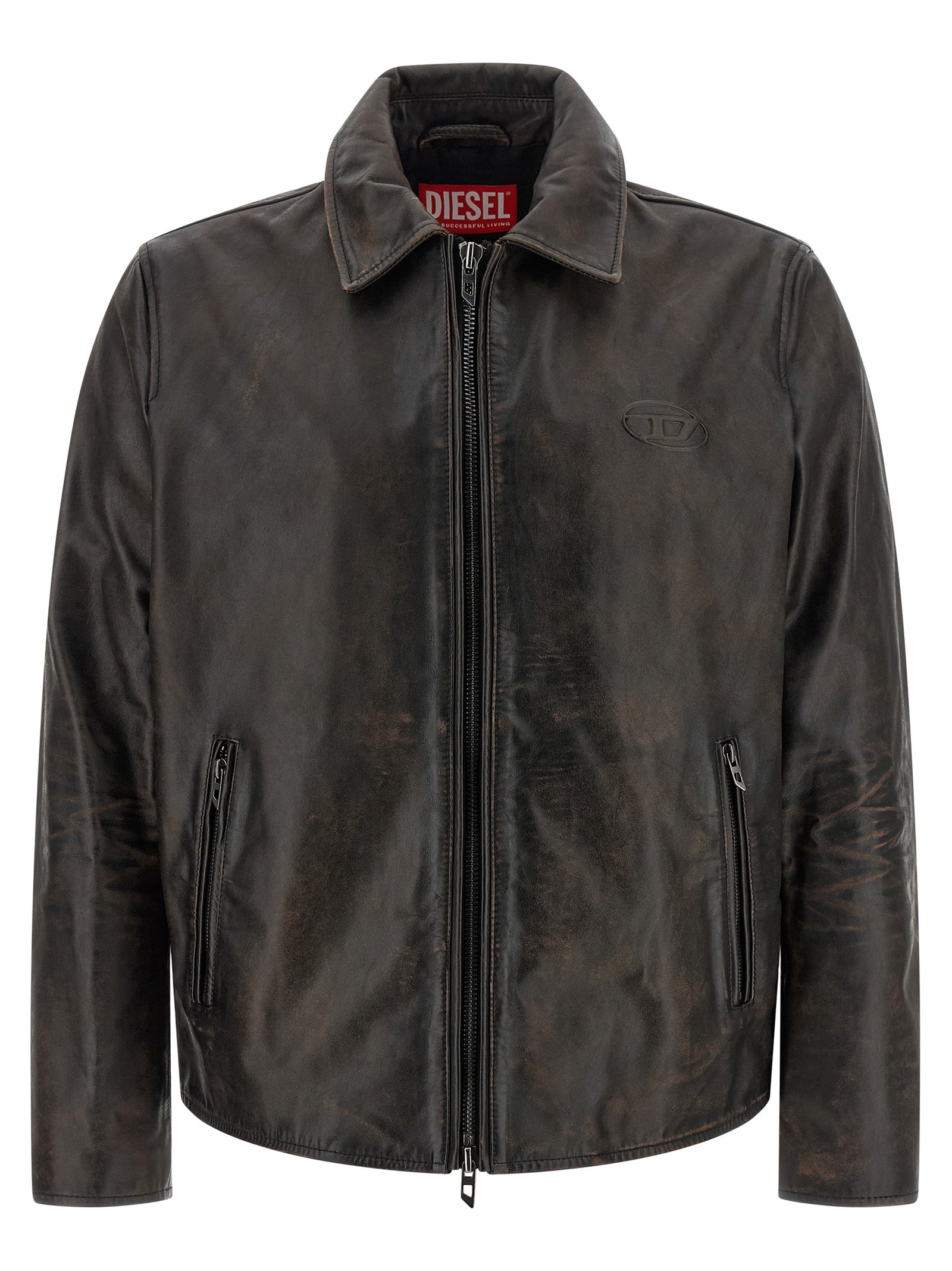 Diesel Brown Cowhide Leather Men's Jacket