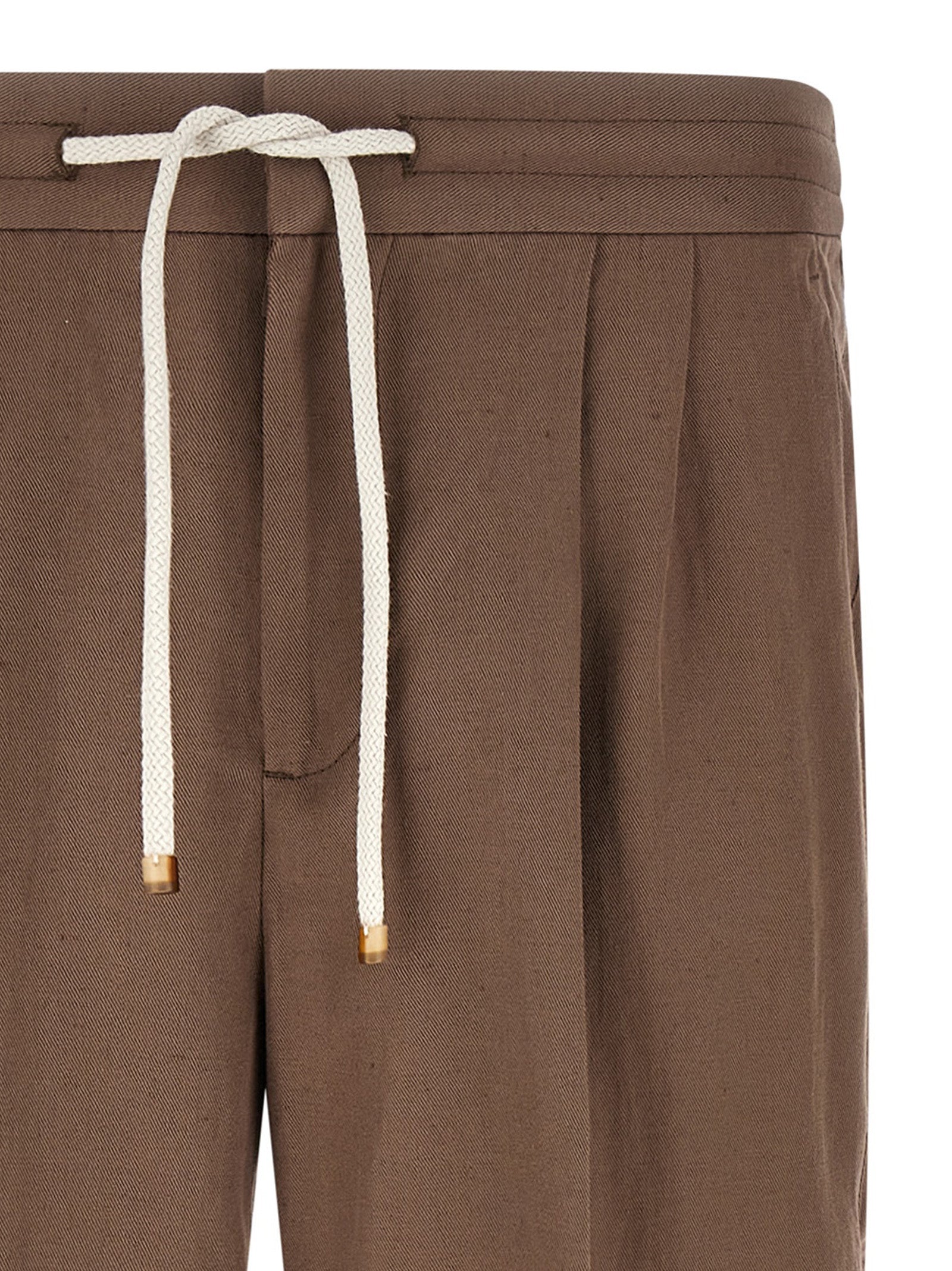 Brunello Cucinelli Brown Linen Casual Men's Pants