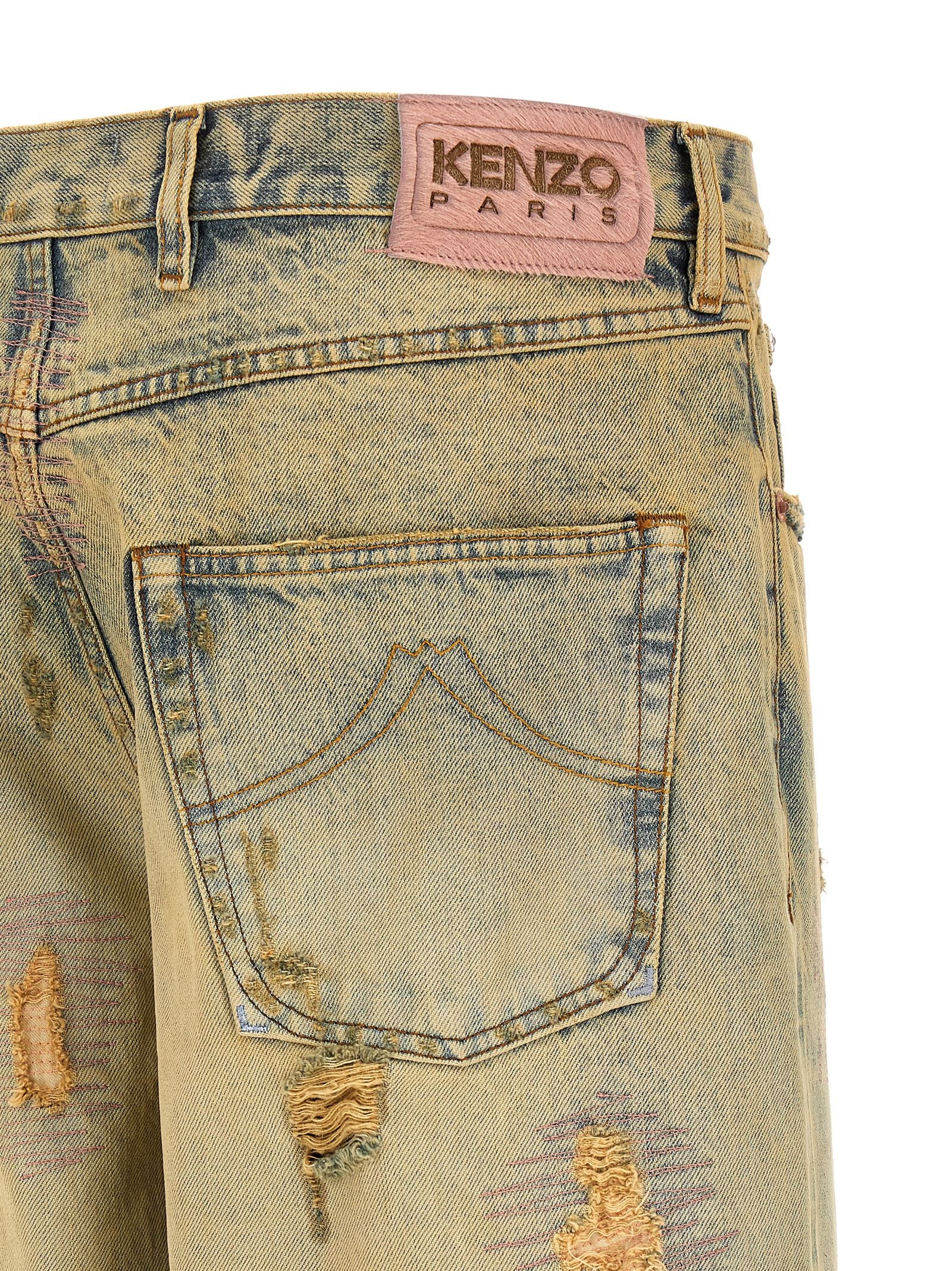 Kenzo Bicolor Cotton Straight-Leg Men's Jeans