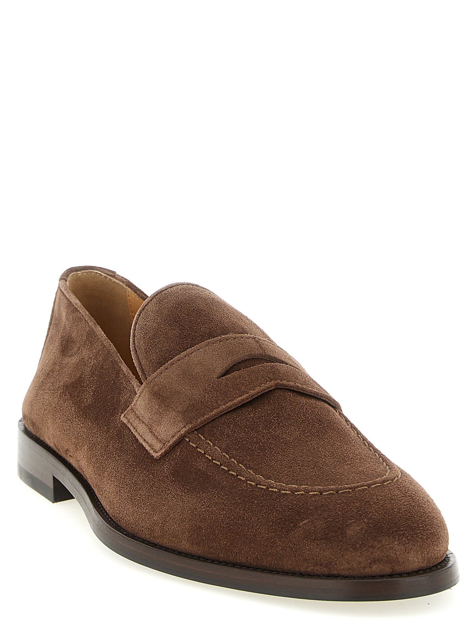 Brunello Cucinelli Brown Calfskin Slip-On Men's Loafers