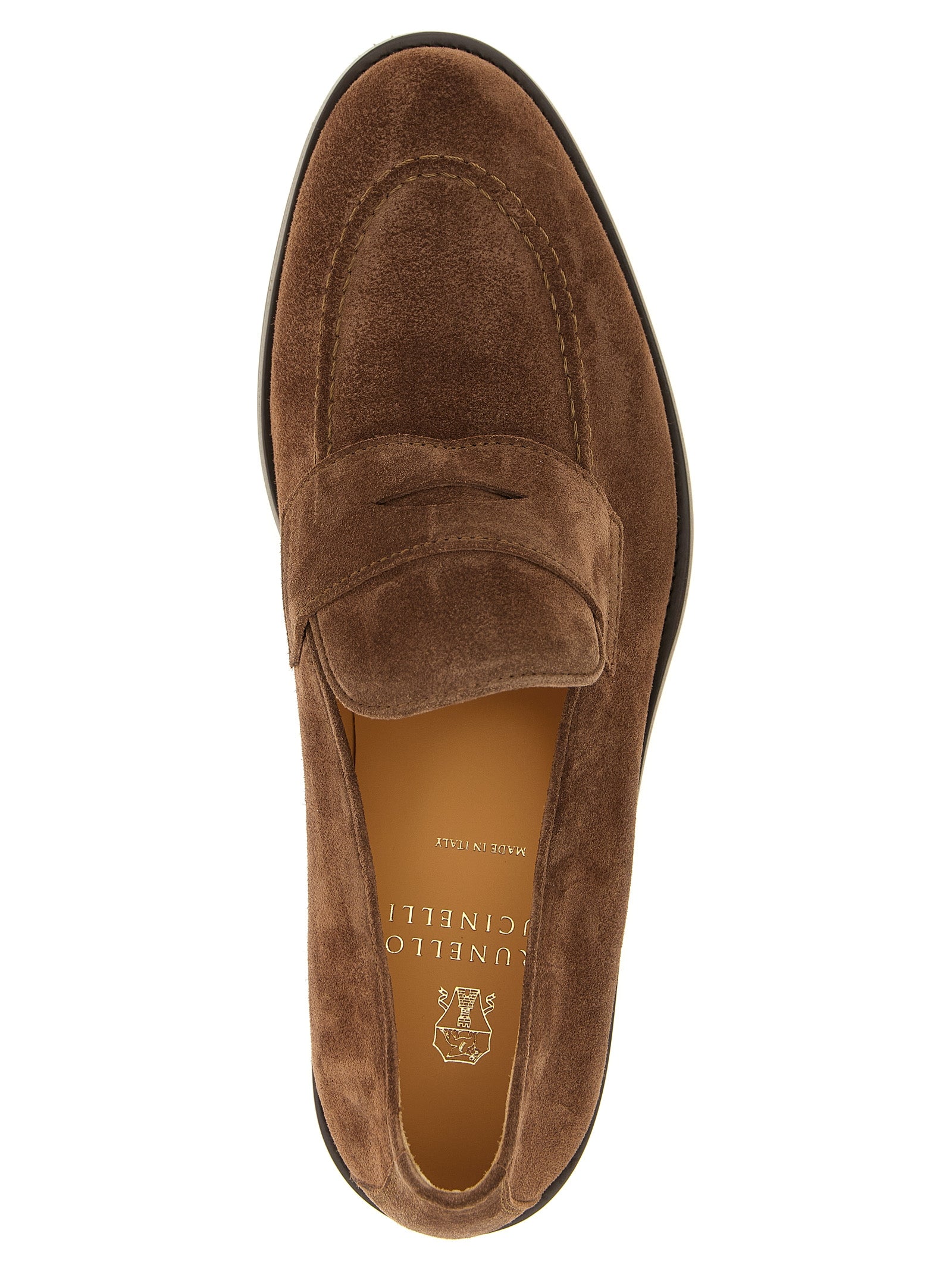 Brunello Cucinelli Brown Calfskin Slip-On Men's Loafers