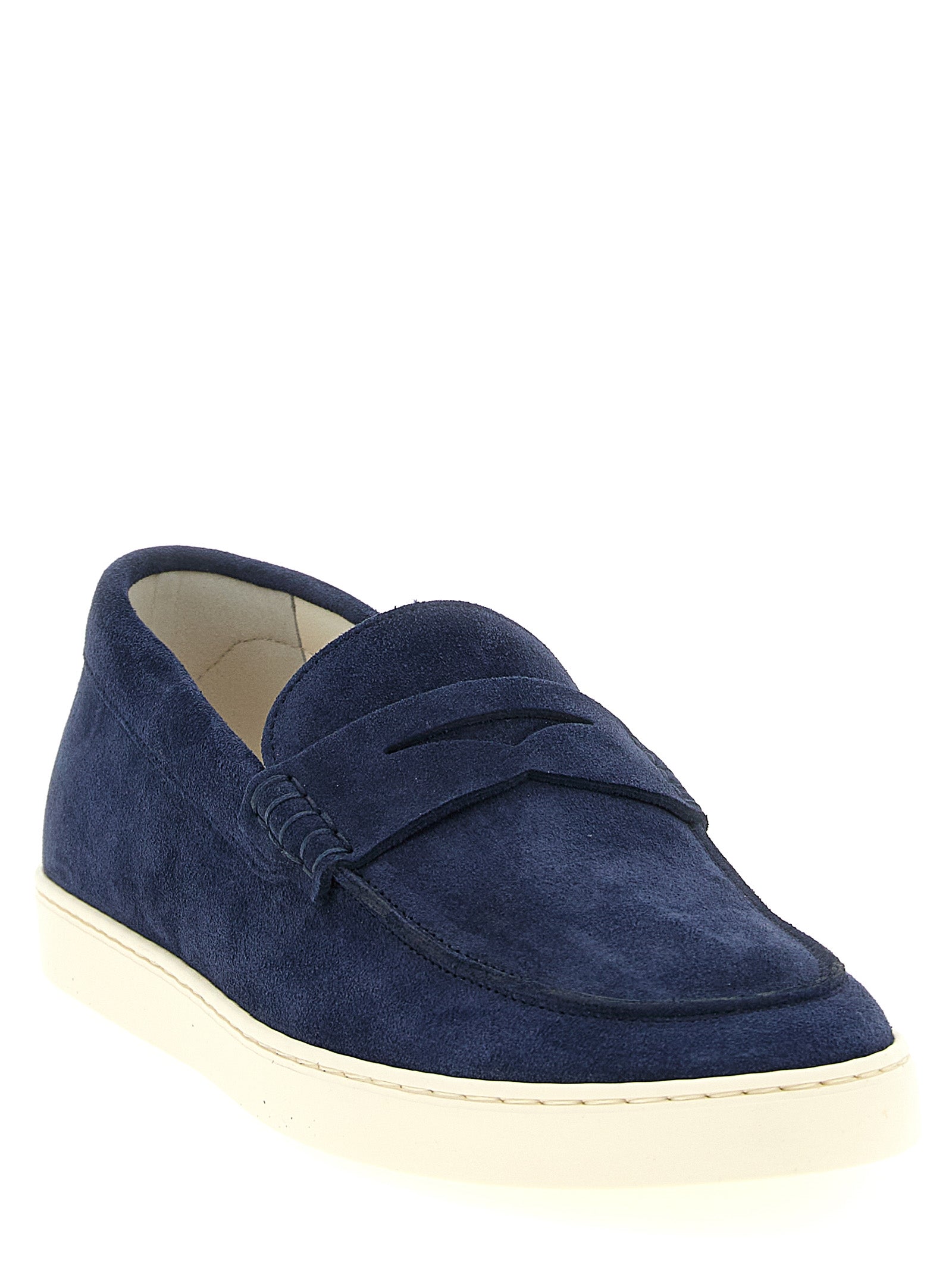 Brunello Cucinelli Blue Calfskin Slip-On Men's Loafers