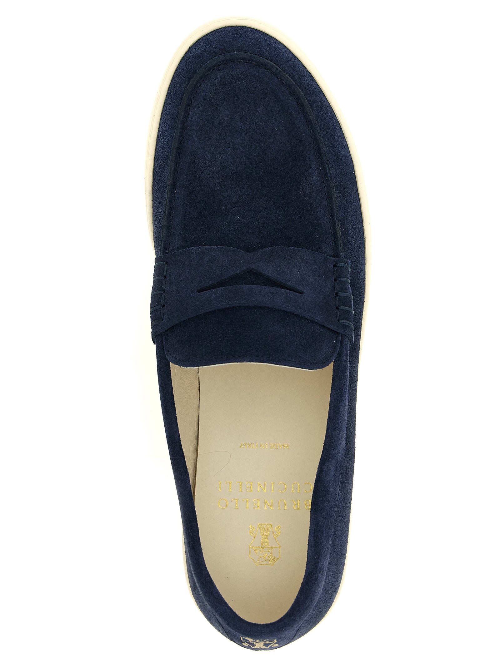 Brunello Cucinelli Blue Calfskin Slip-On Men's Loafers