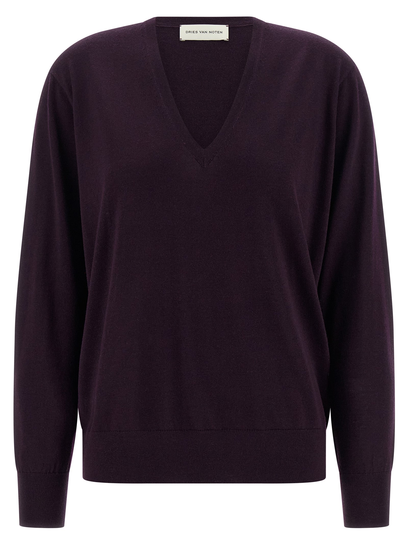 Dries Van Noten Purple Merino Wool Women's Cardigan