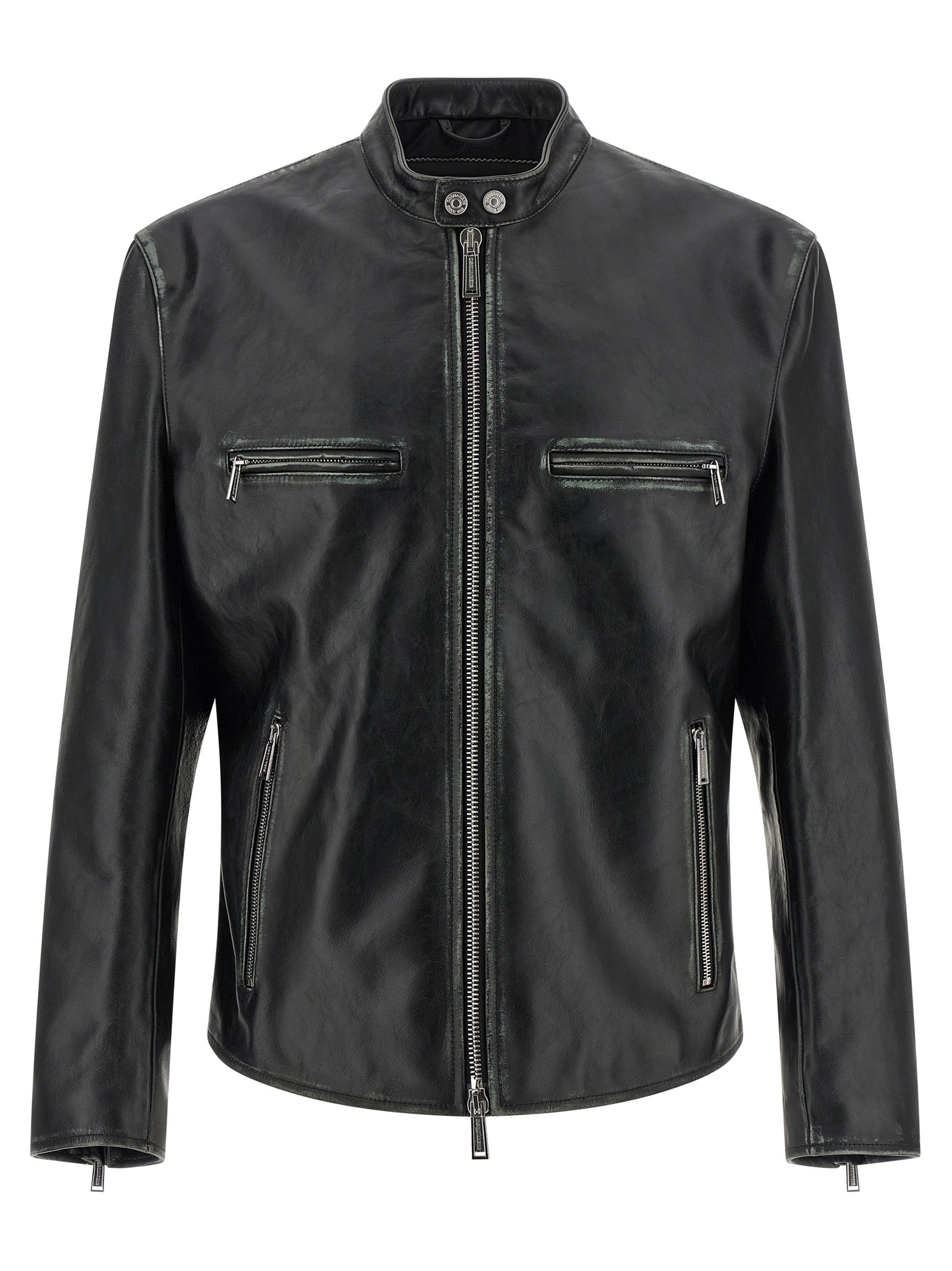 Dsquared² Black Leather Leather Men's Jacket