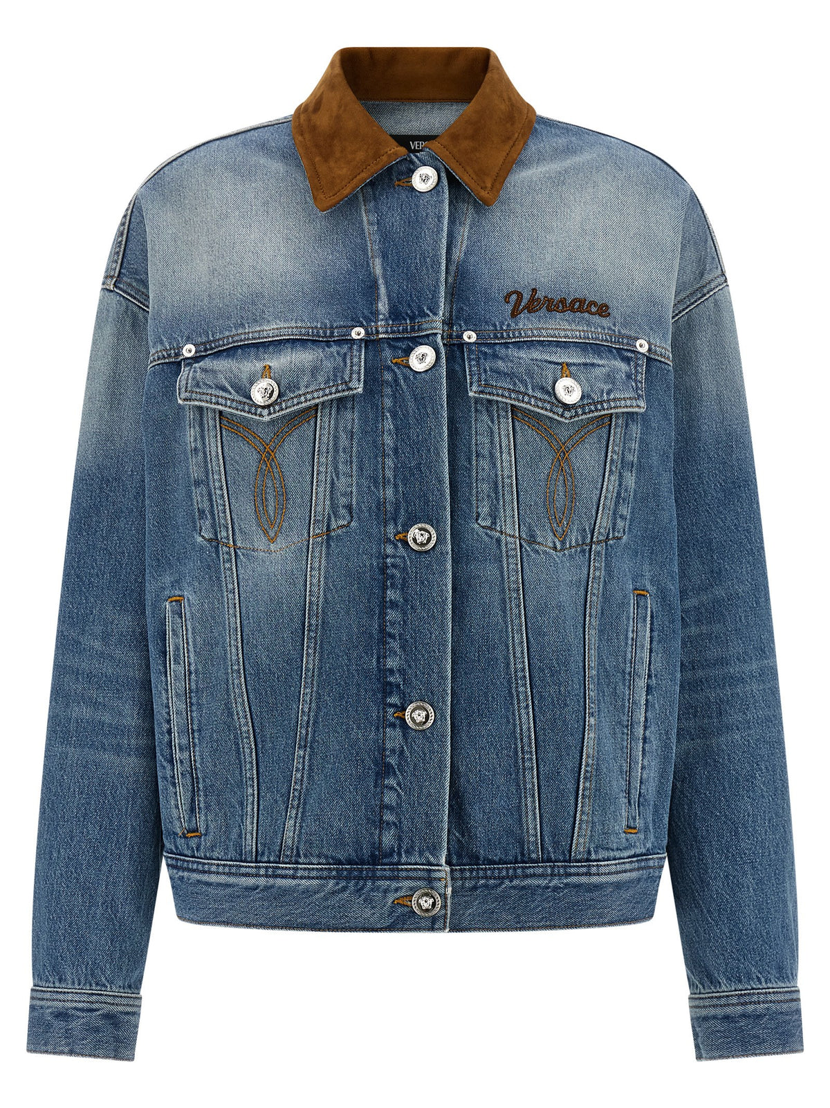 Versace Blue Cotton Denim Women's Jacket