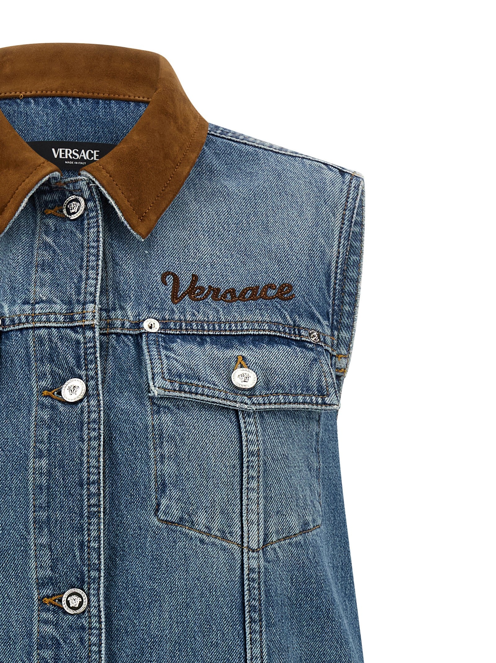 Versace Blue Cotton Short Women's Dress