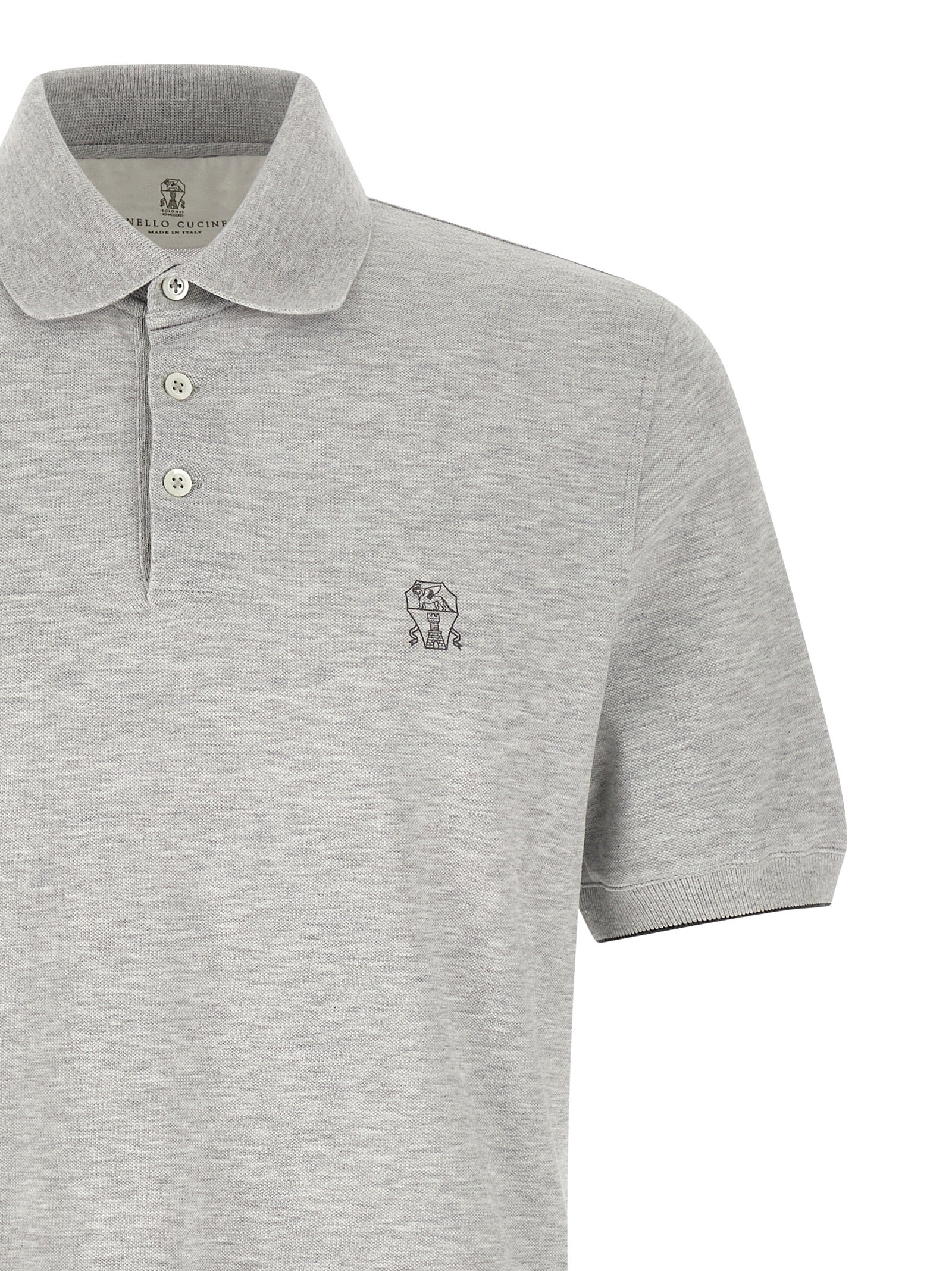 Brunello Cucinelli Gray Cotton Polo Men's Shirt