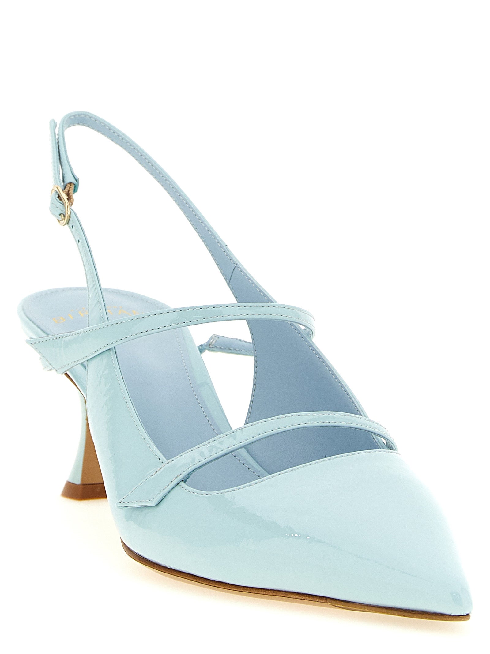 Alexandre Birman Blue Cowhide Mid Heel Women's Pumps
