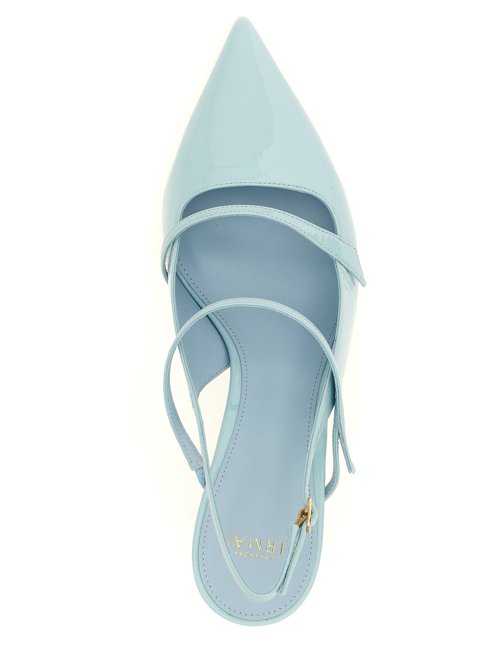 Alexandre Birman Blue Cowhide Mid Heel Women's Pumps