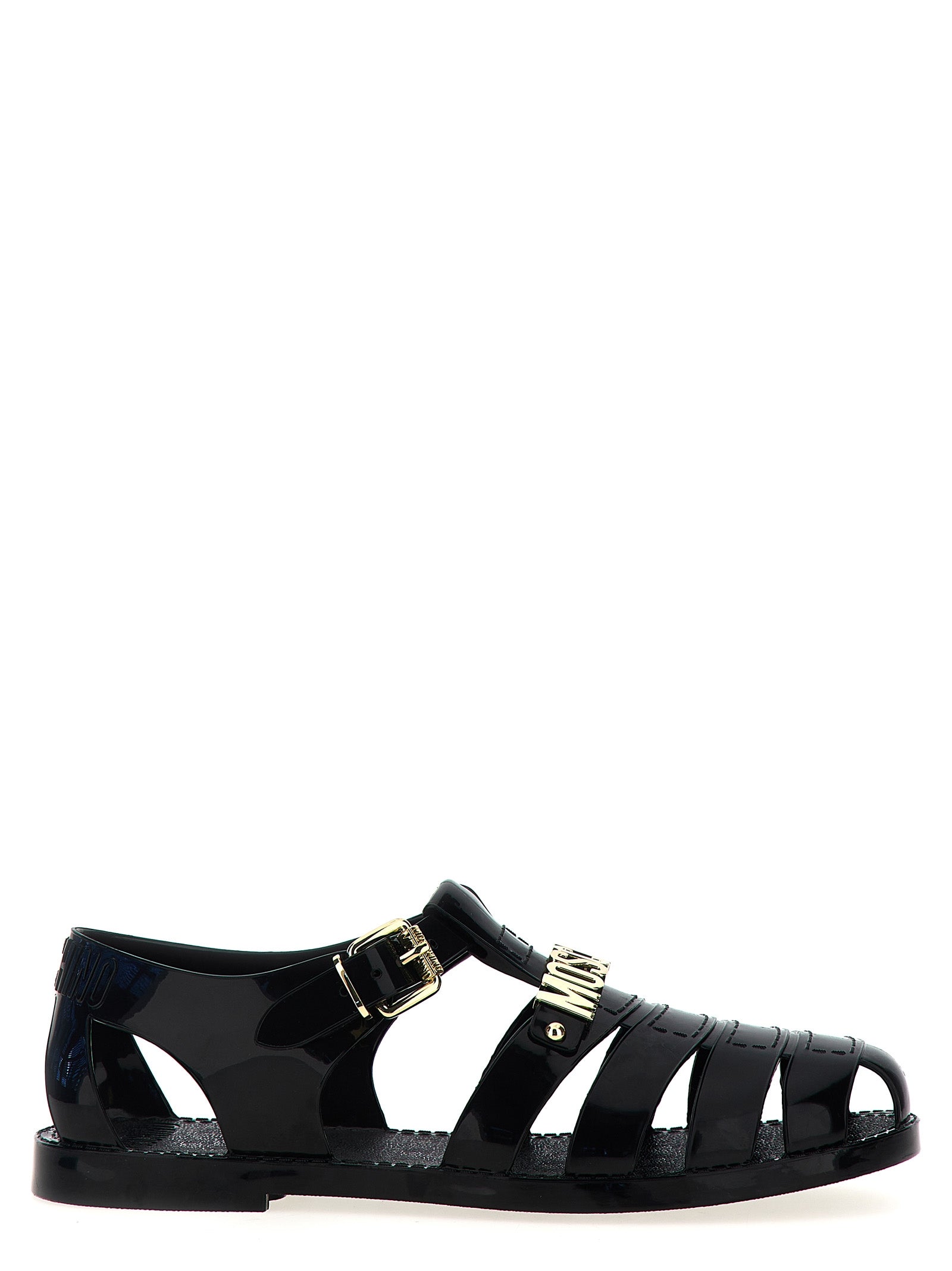 Moschino Black Pvc Flat Men's Sandals