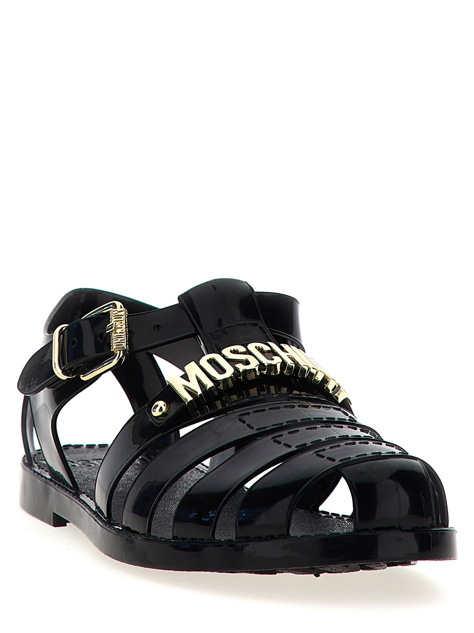 Moschino Black Pvc Flat Men's Sandals
