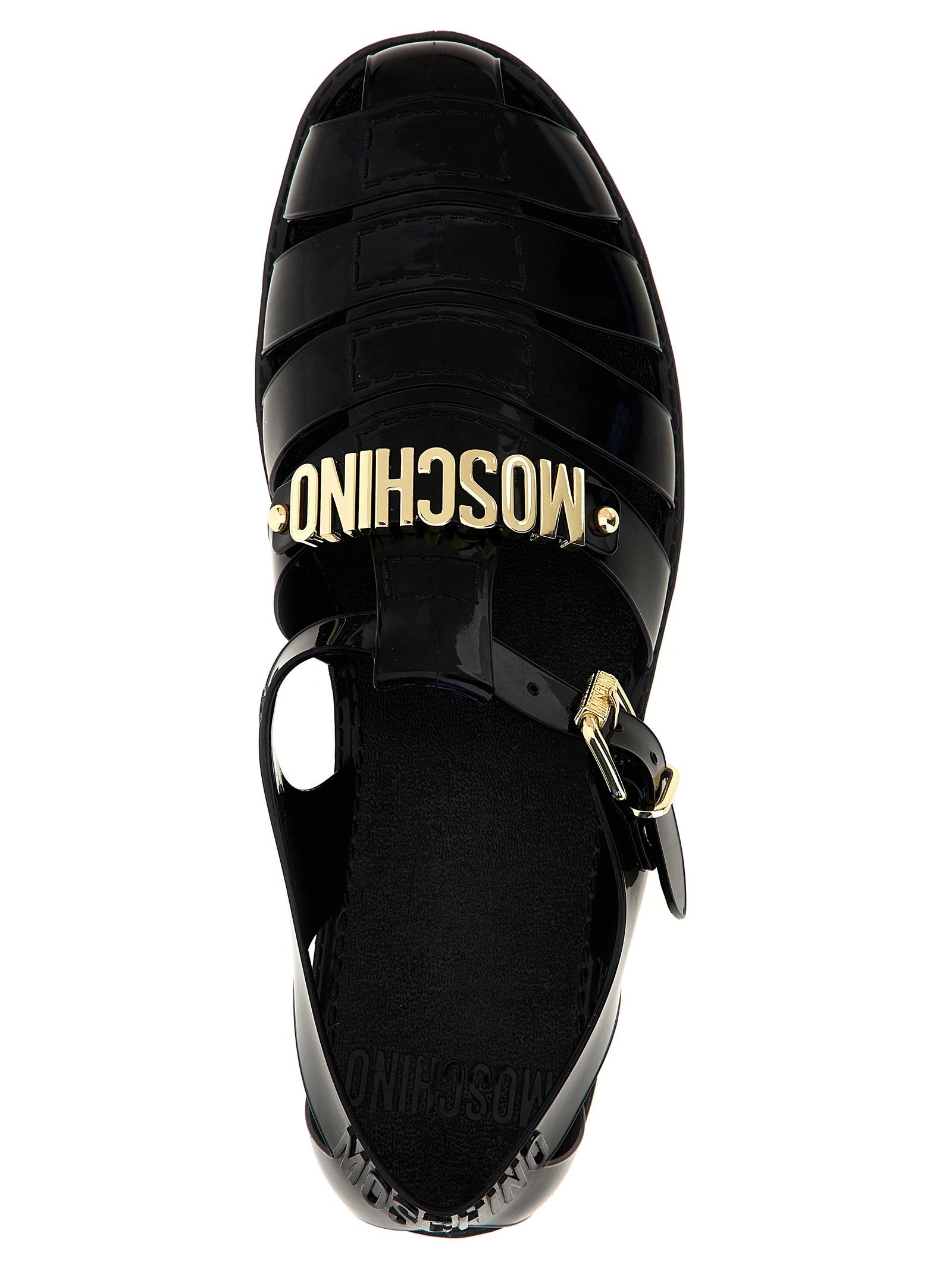 Moschino Black Pvc Flat Men's Sandals