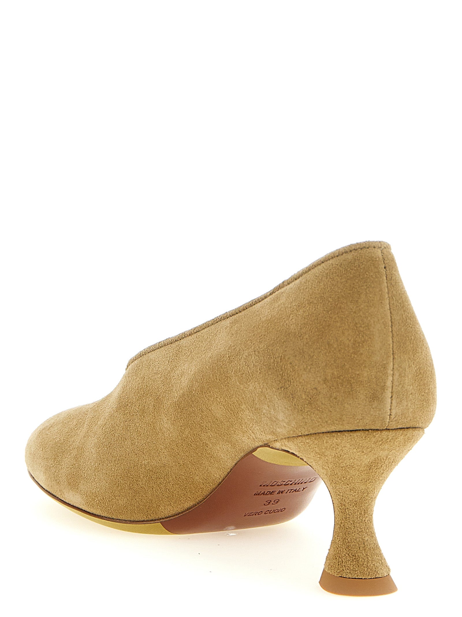 Moschino Beige Calfskin Mid Heel Women's Pumps