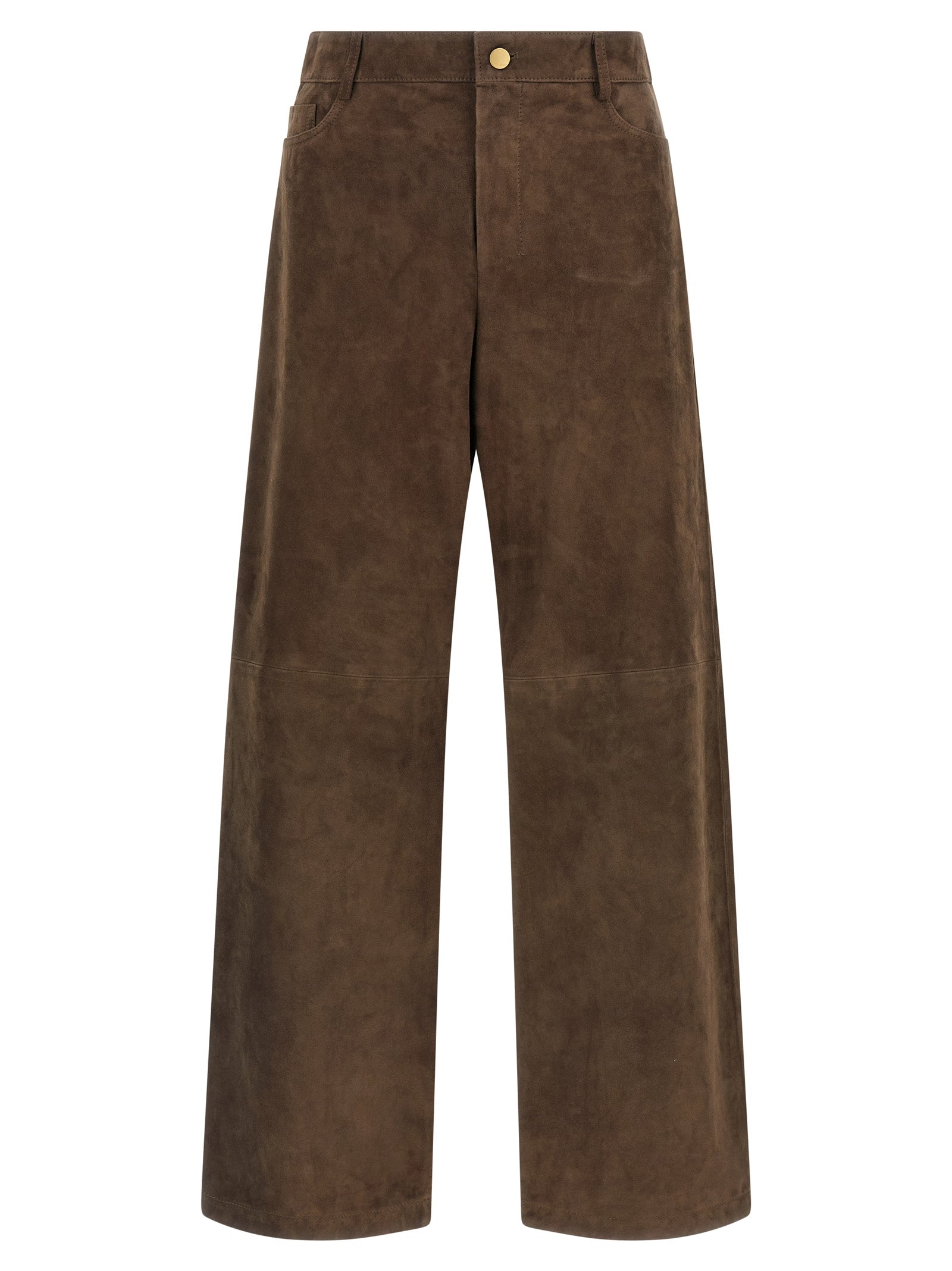 'S Max Mara Brown Lamb Leather Casual Women's Pants