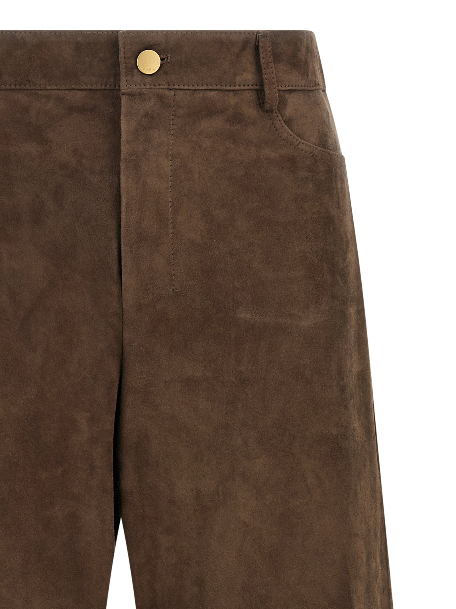 'S Max Mara Brown Lamb Leather Casual Women's Pants