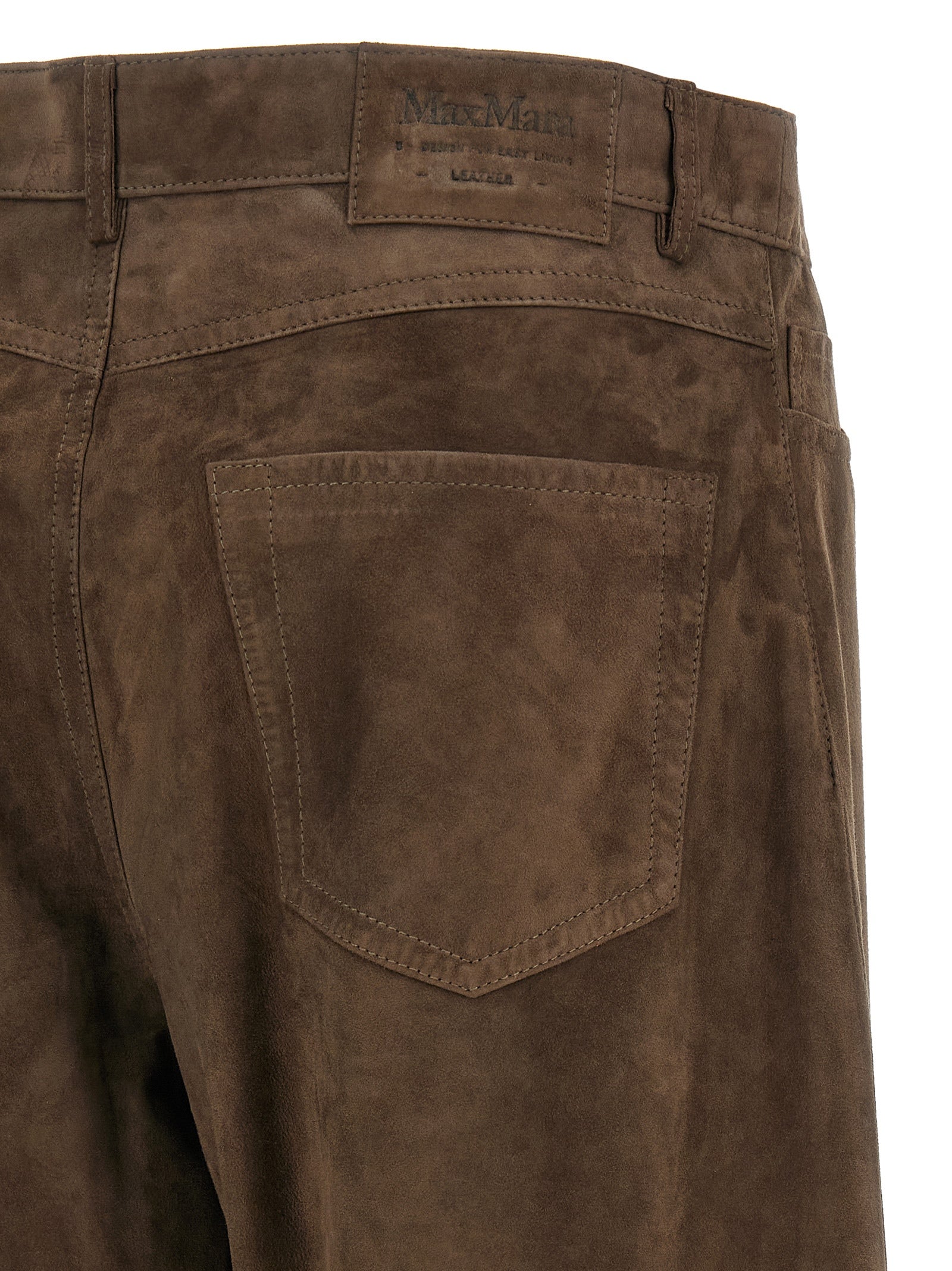 'S Max Mara Brown Lamb Leather Casual Women's Pants