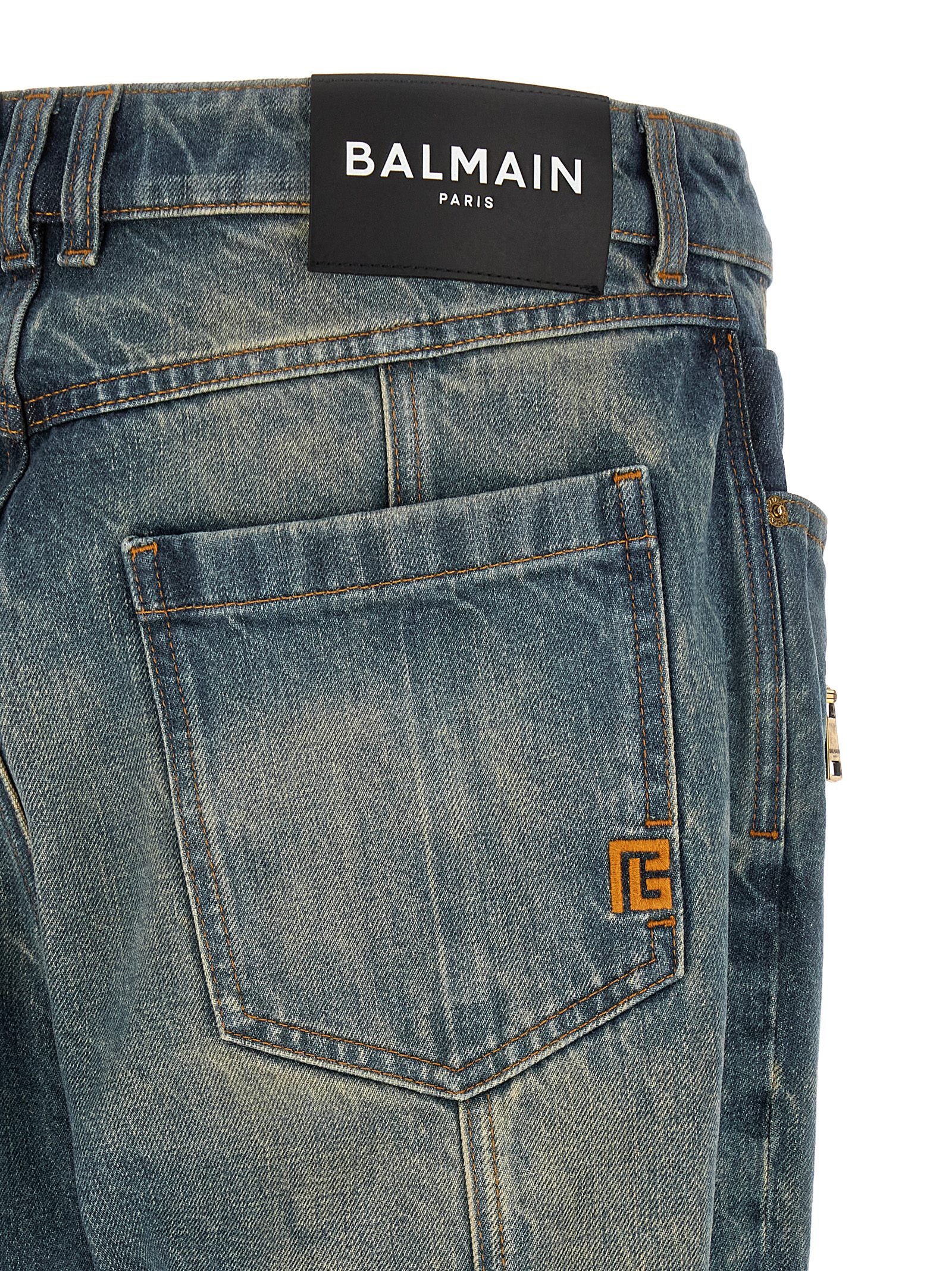 Balmain Blue Cotton Straight-Leg Men's Jeans