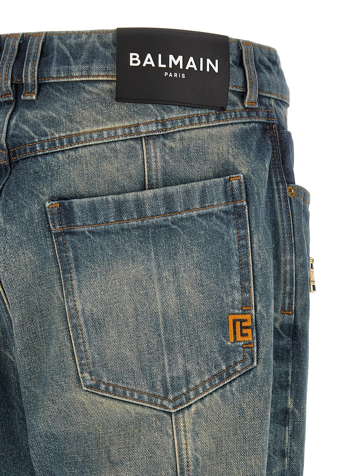 Balmain Blue Cotton Straight-Leg Men's Jeans