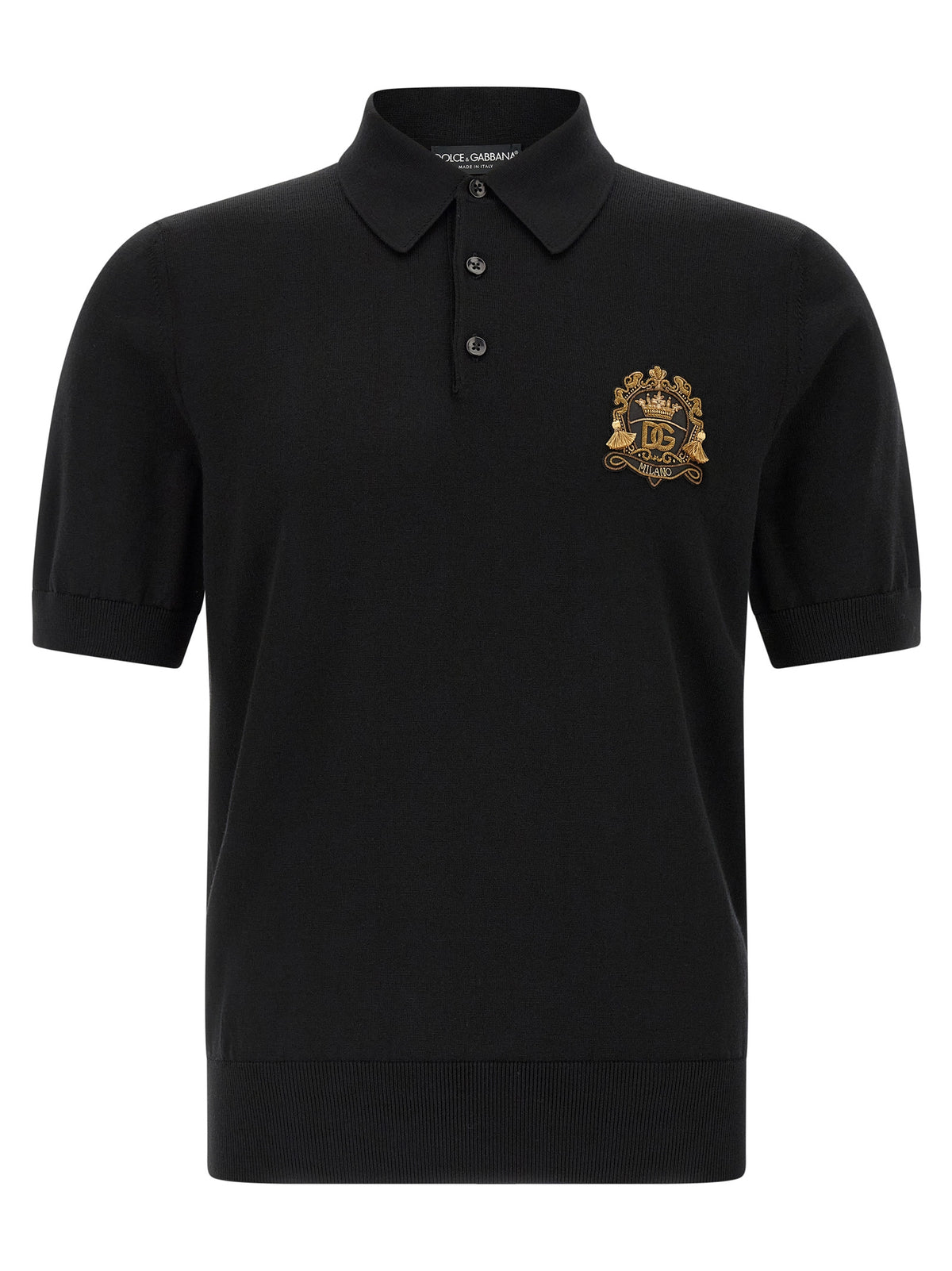 Dolce & Gabbana Black Virgin Wool Polo Men's Shirt