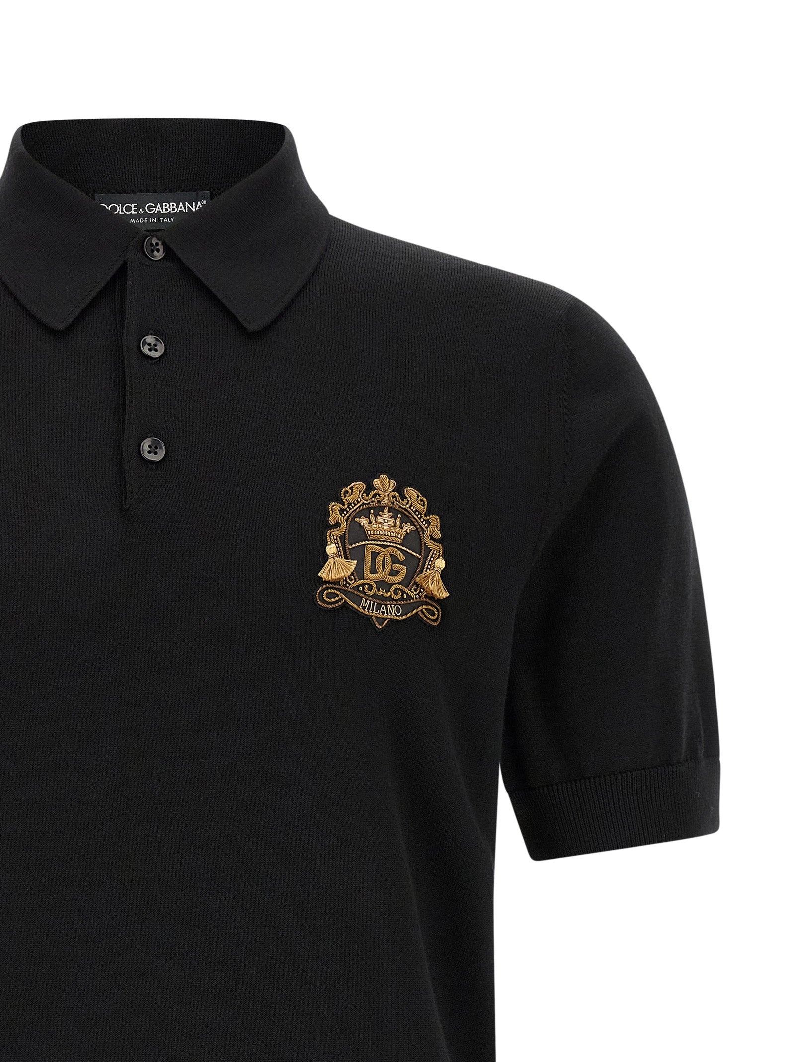 Dolce & Gabbana Black Virgin Wool Polo Men's Shirt