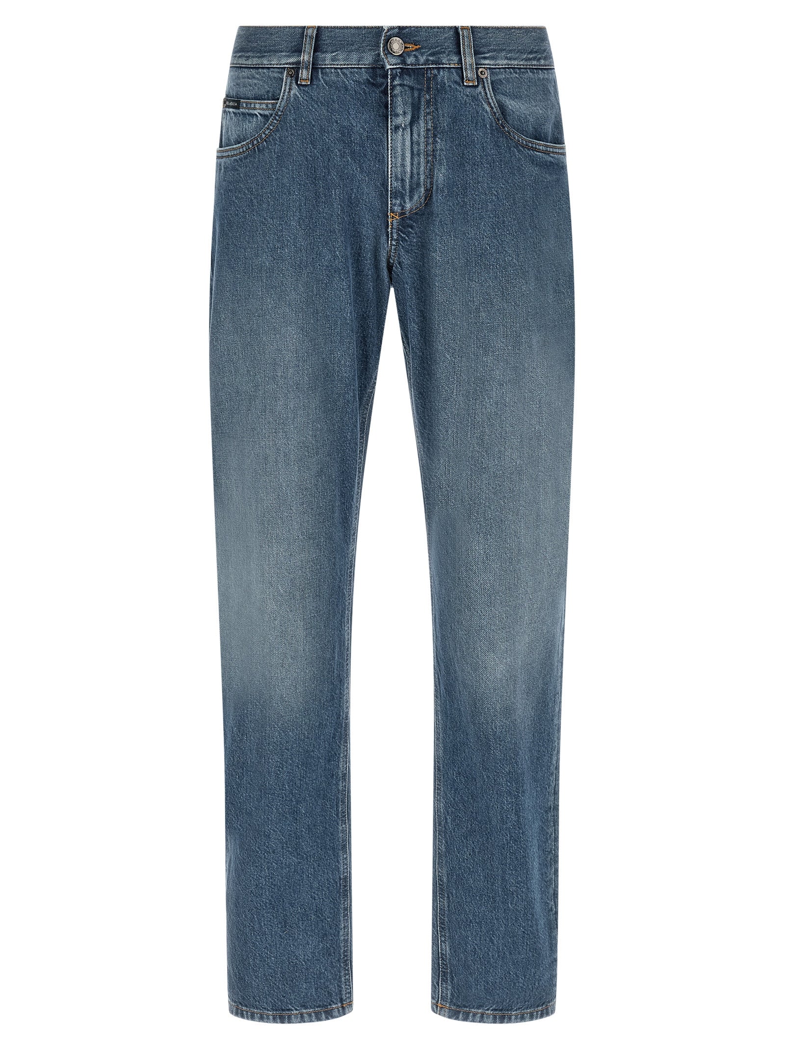Dolce & Gabbana Blue Cotton Straight-Leg Men's Jeans
