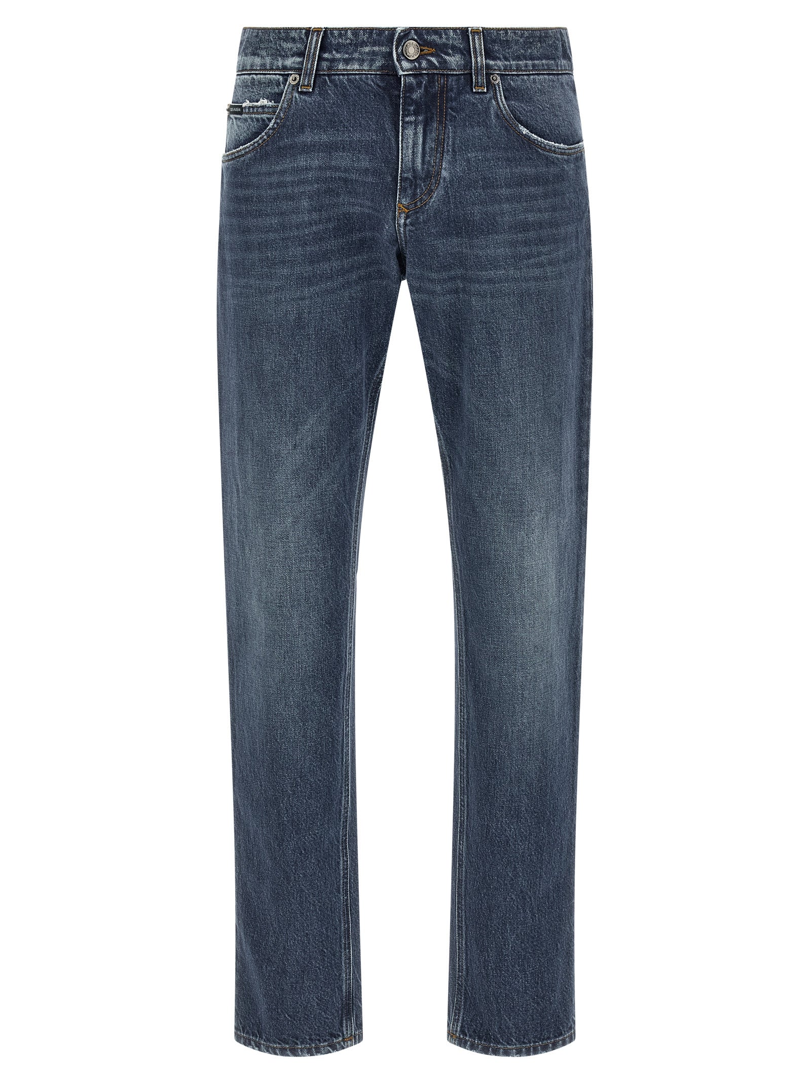 Dolce & Gabbana Blue Cotton Straight-Leg Men's Jeans