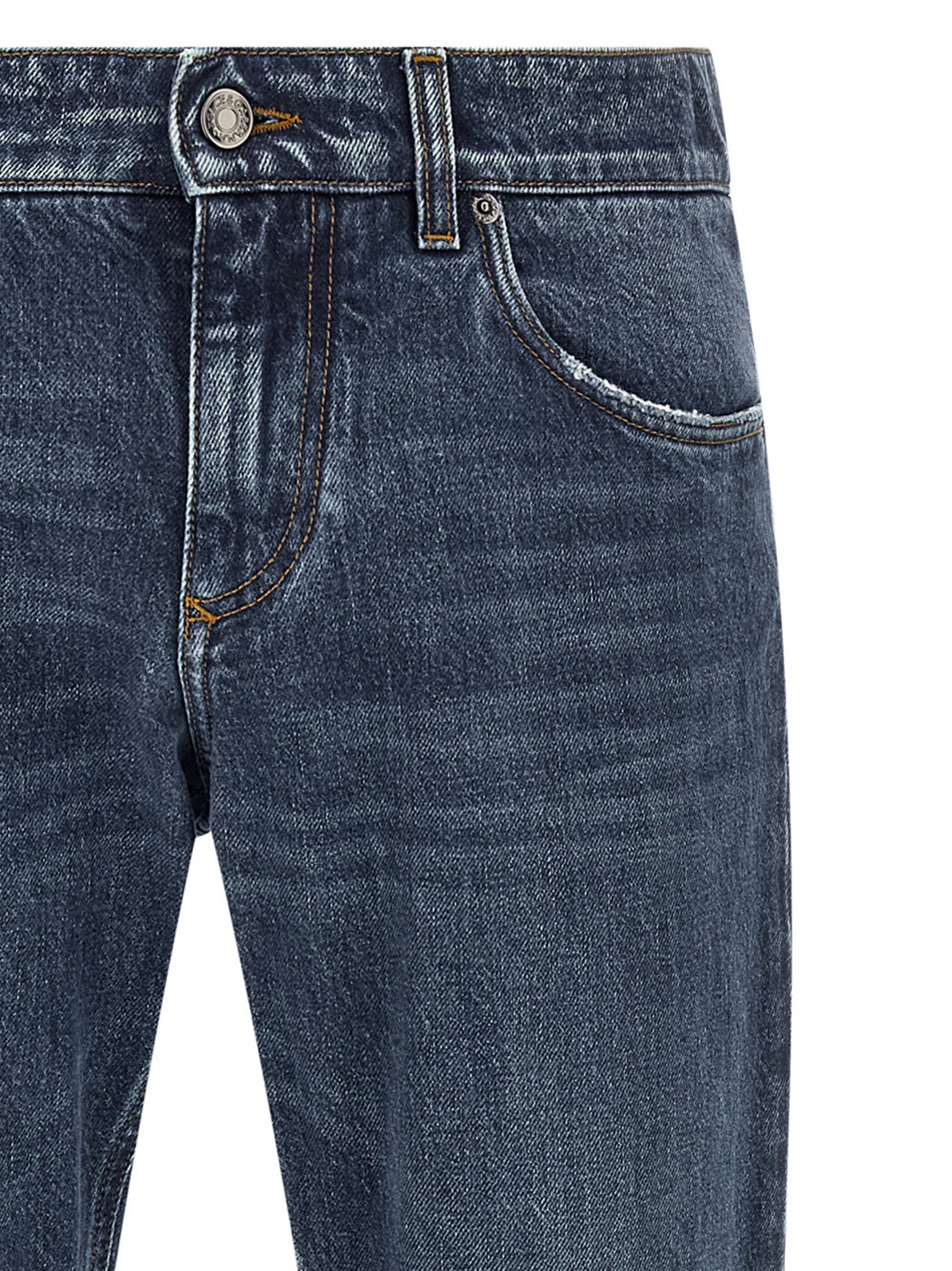 Dolce & Gabbana Blue Cotton Straight-Leg Men's Jeans