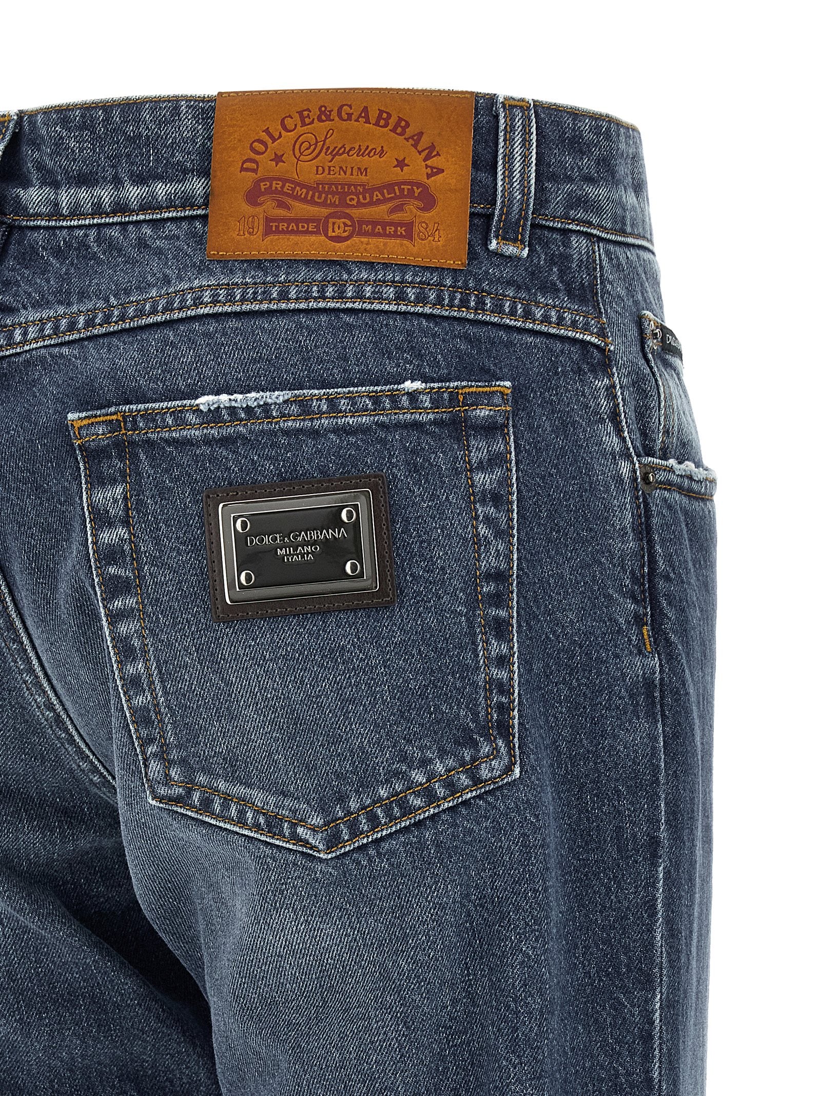 Dolce & Gabbana Blue Cotton Straight-Leg Men's Jeans
