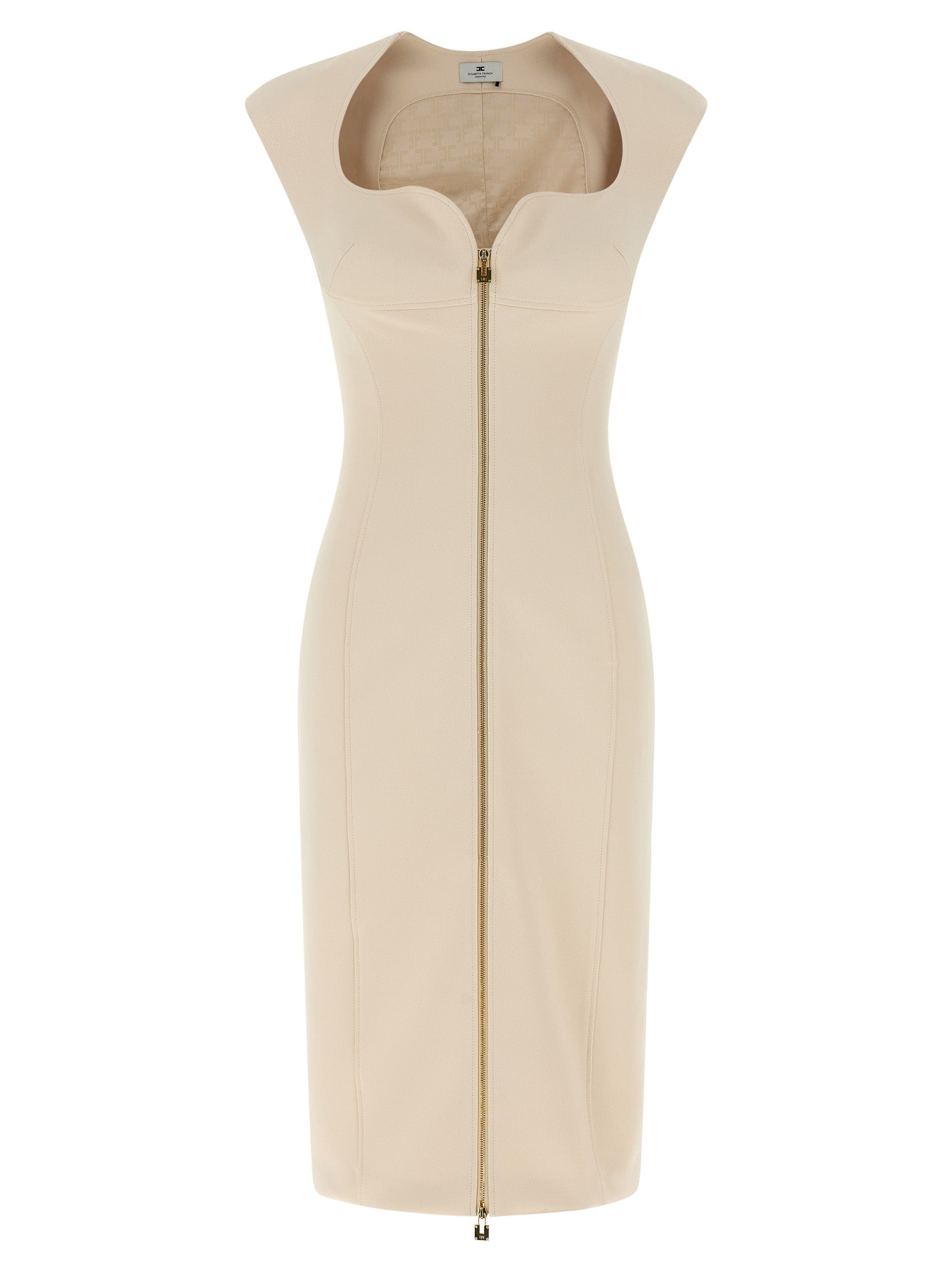 Elisabetta Franchi Beige Polyester Midi Women's Dress