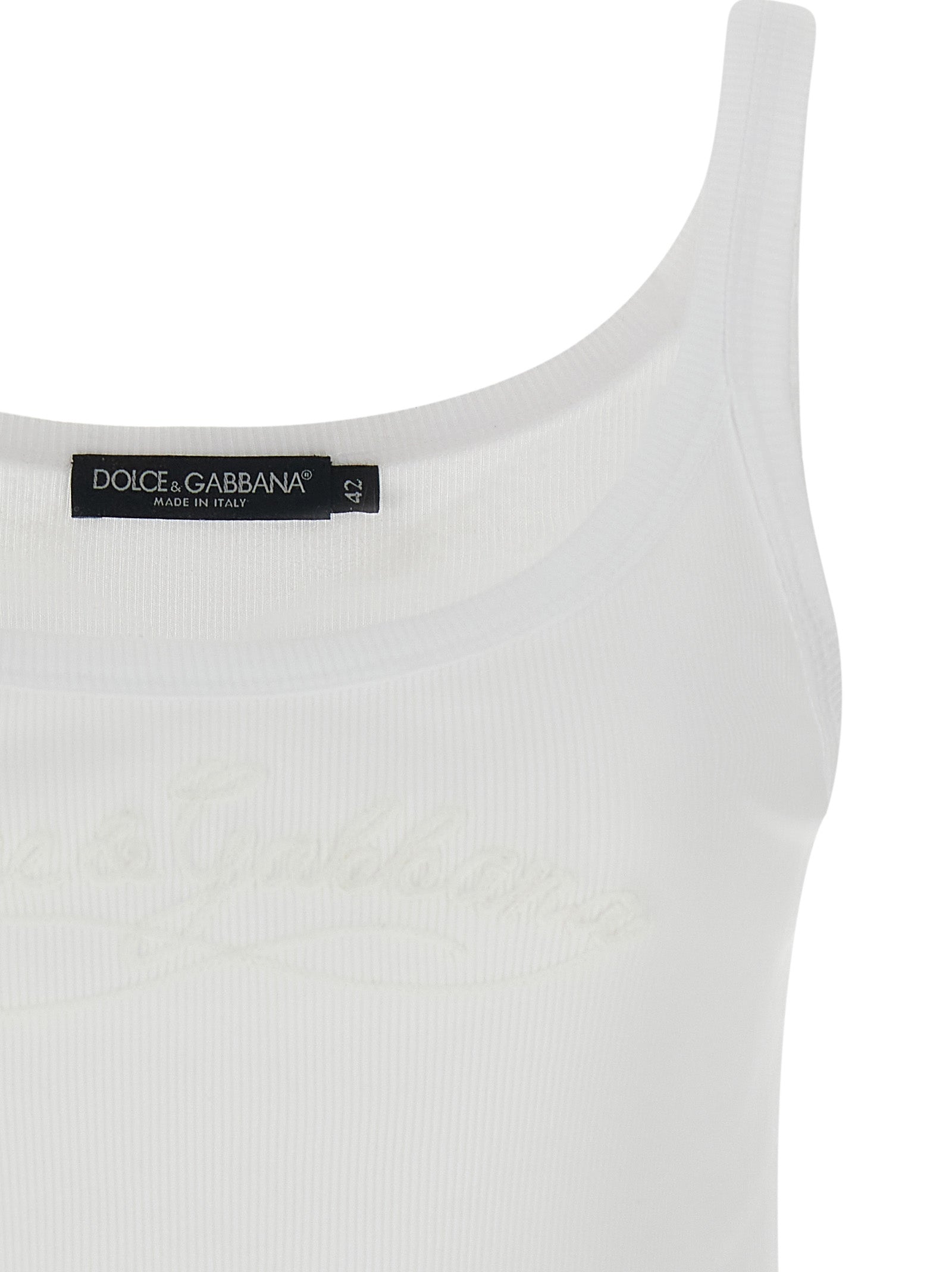 Dolce & Gabbana White Cotton Sleeveles Women's T-Shirt