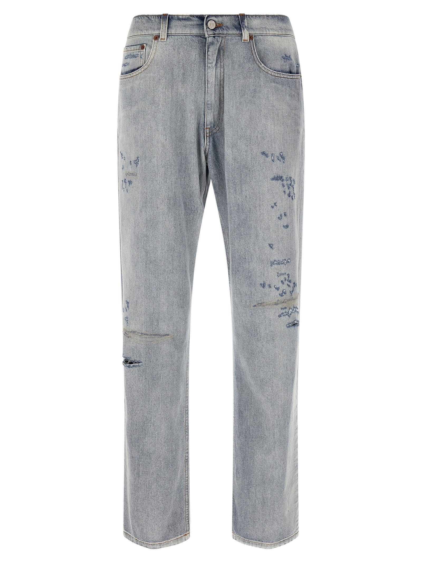 MM6 Maison Margiela Blue Cotton Relaxed Fit Men's Jeans