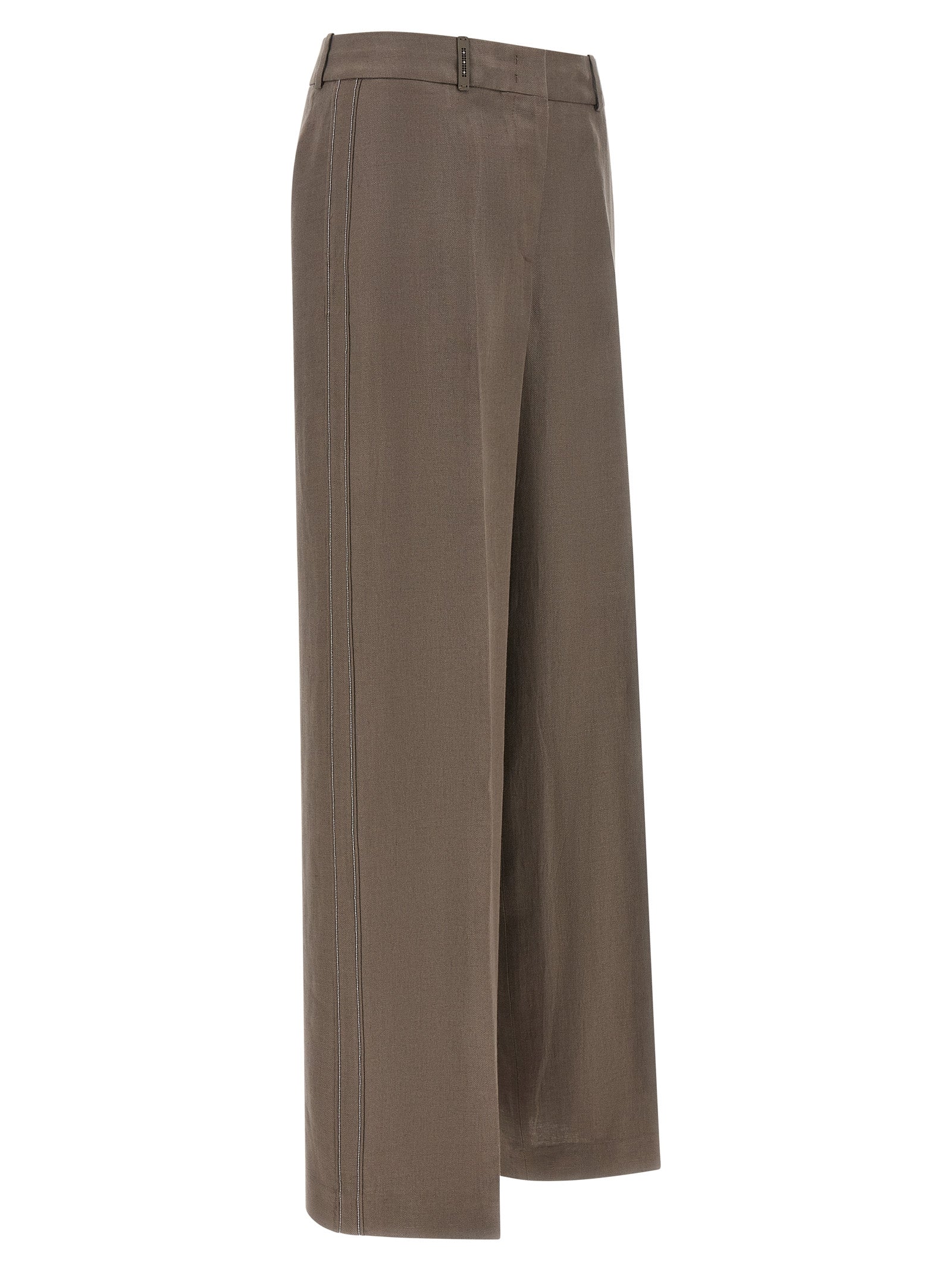 Peserico Brown Linen Women's Pants