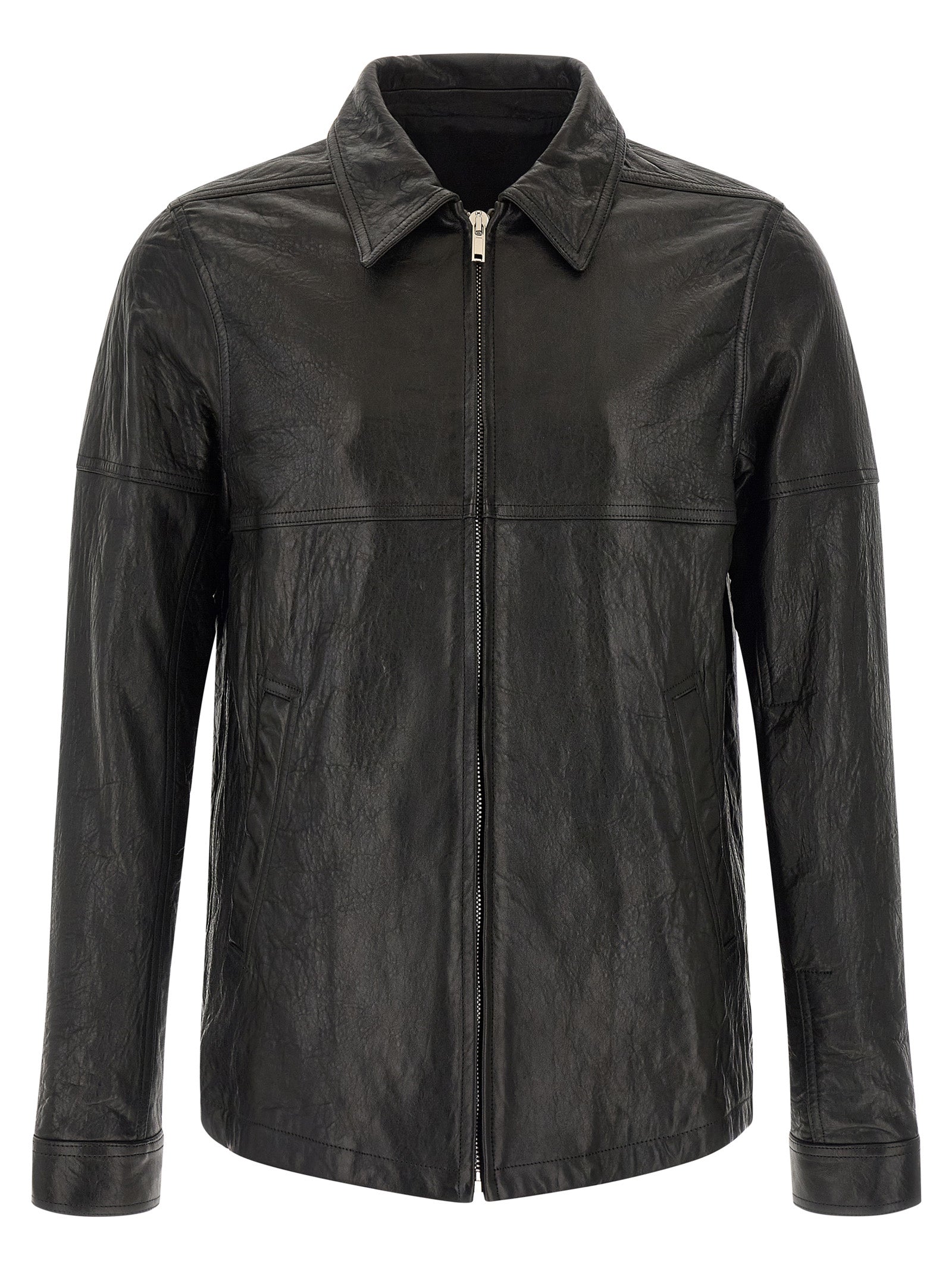 Rick Owens Black Lamb Leather Leather Men's Jacket