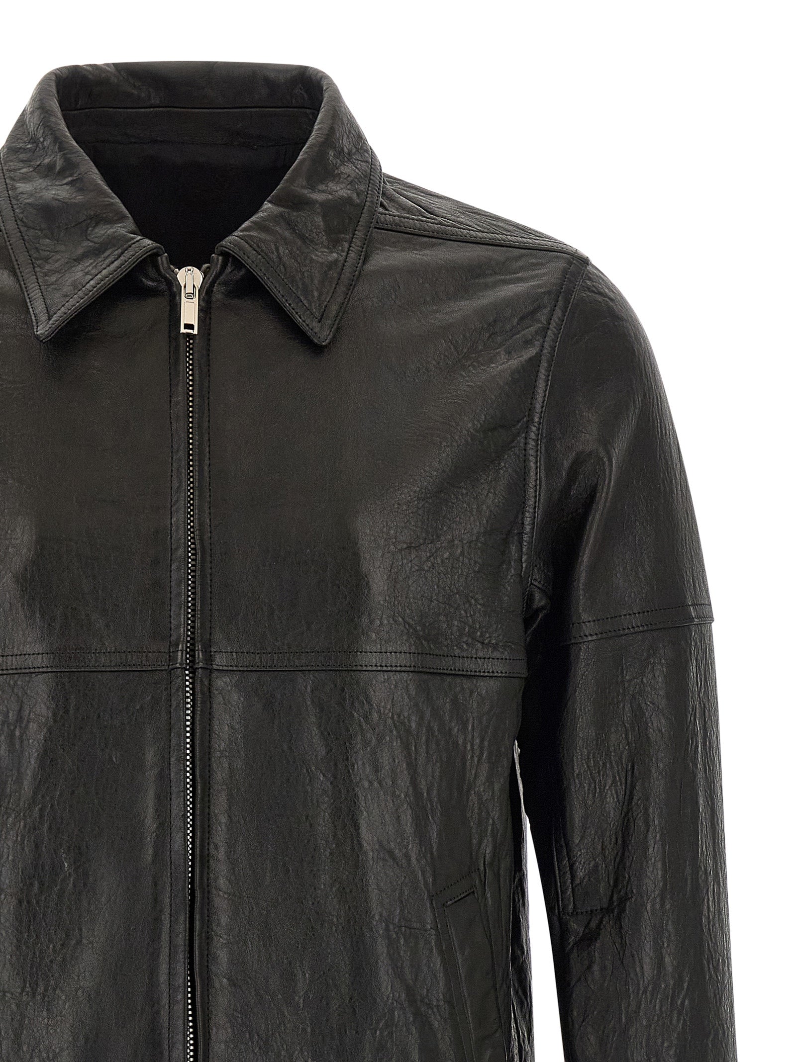 Rick Owens Black Lamb Leather Leather Men's Jacket