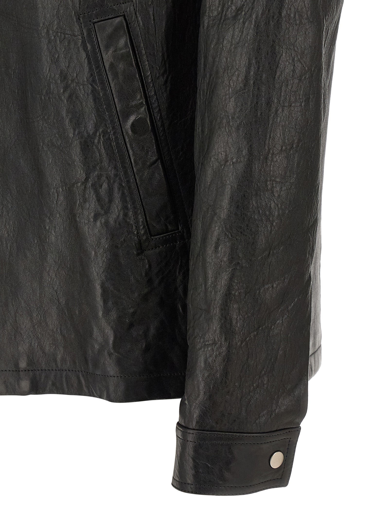 Rick Owens Black Lamb Leather Leather Men's Jacket
