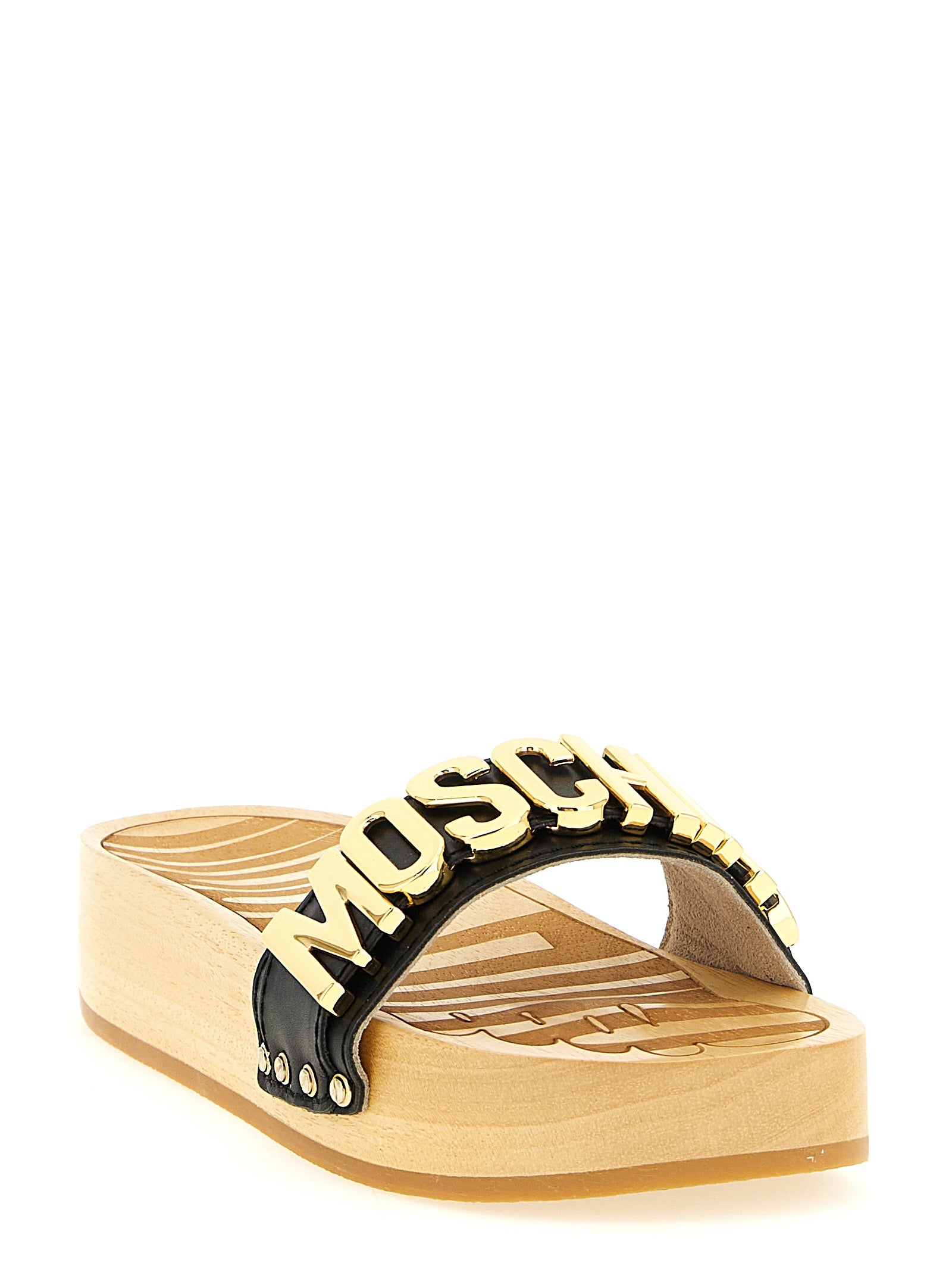 Moschino Black Calfskin Women's Slides