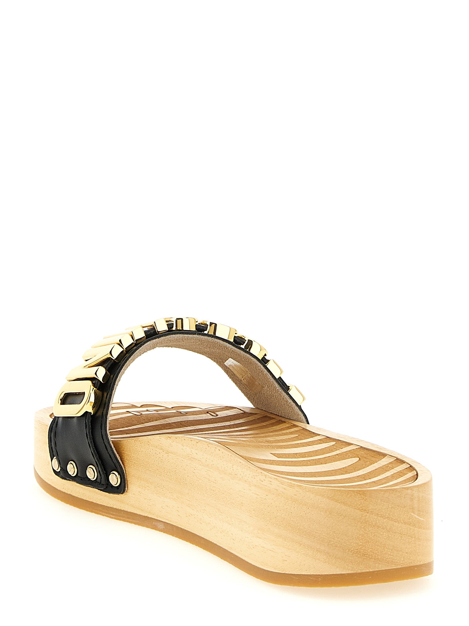 Moschino Black Calfskin Women's Slides