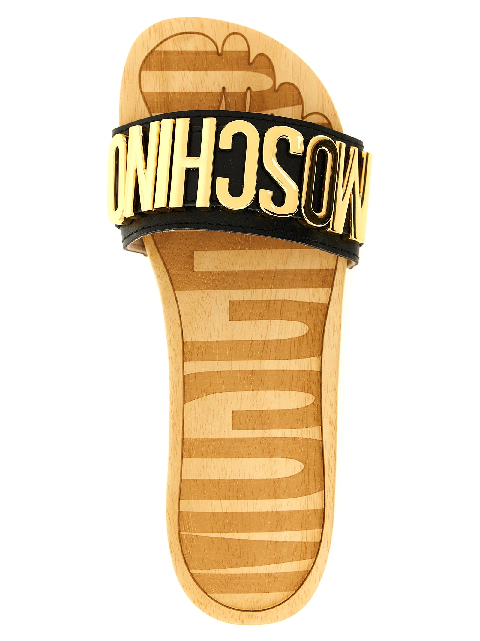 Moschino Black Calfskin Women's Slides
